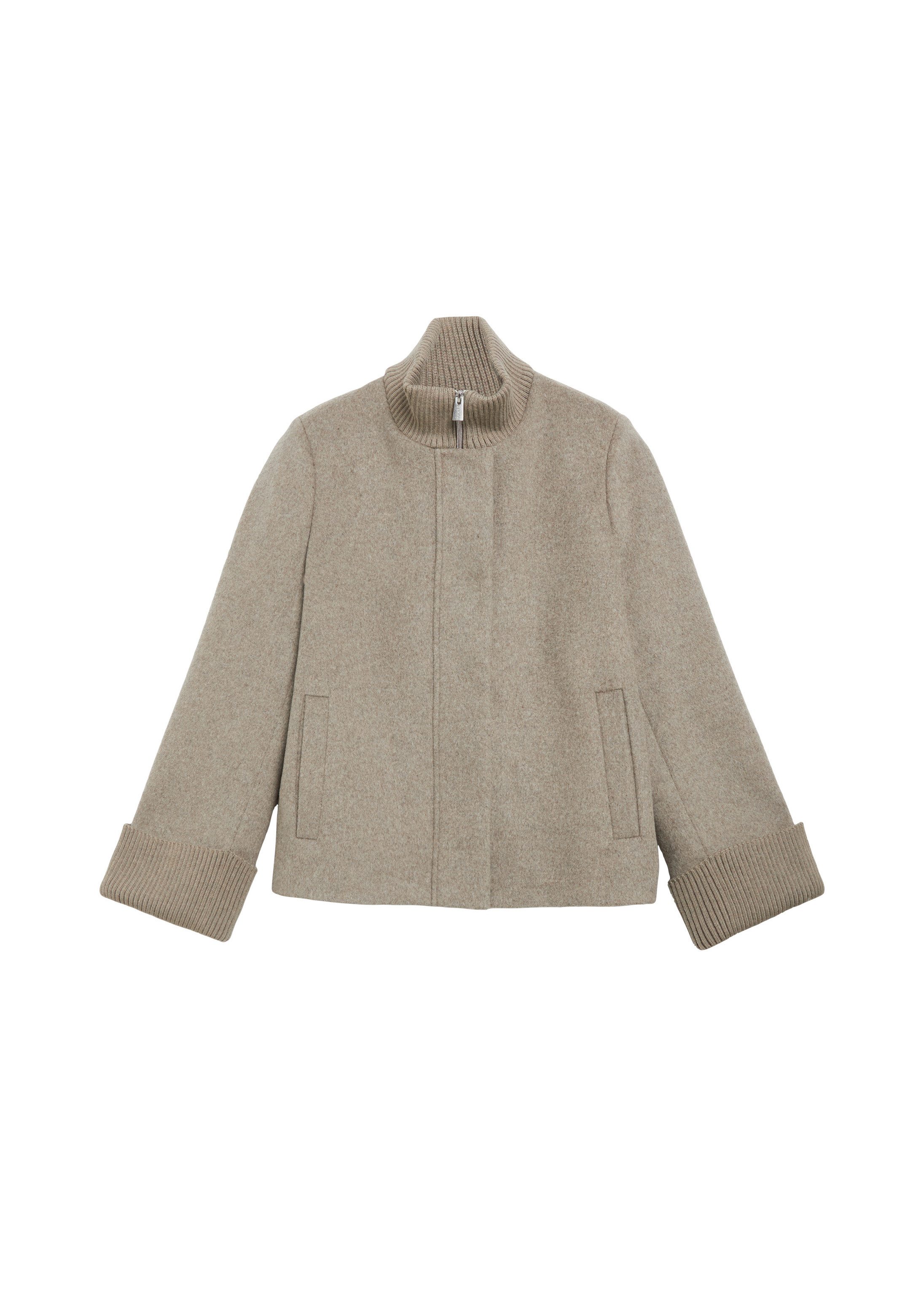 comma Winterjacke Outdoor-Jacke Kurze Wollmix-Jacke mit Strick-Details