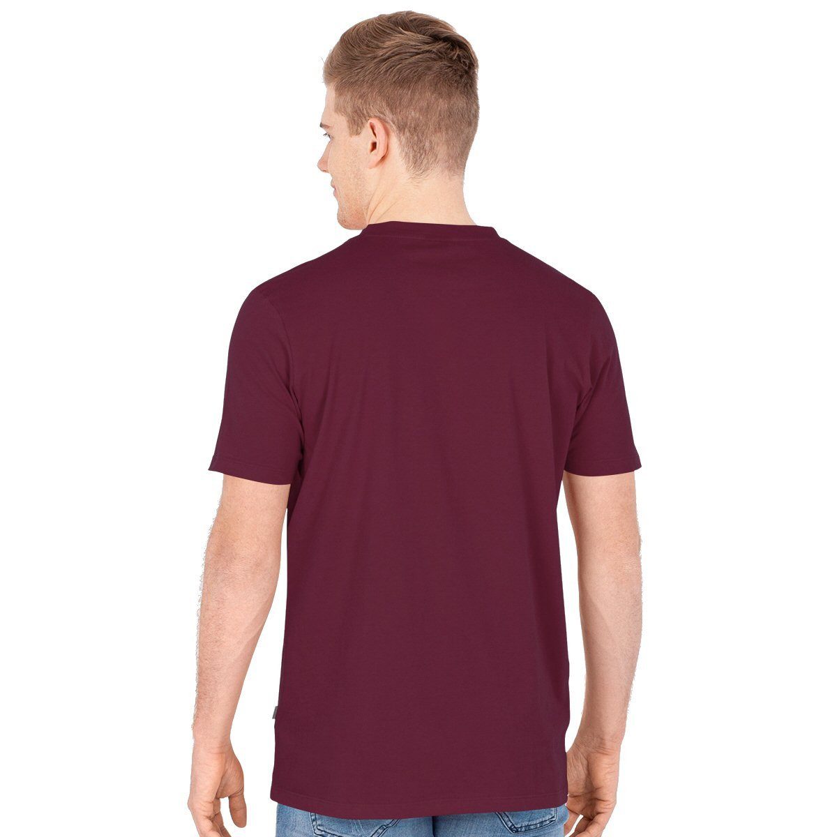 Jako T-Shirt Freizeit Doubletex (Polyester/Baumwolle) weinrot Herren