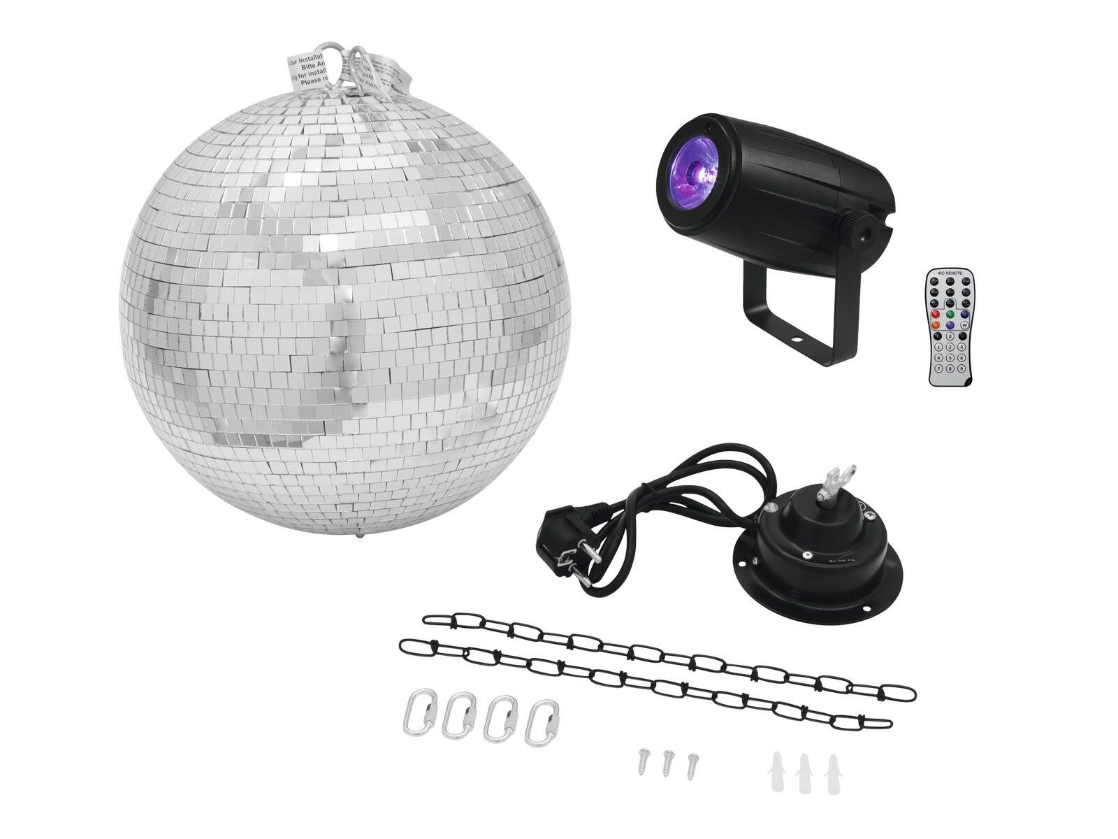 Discolicht EUROLITE Set Spiegelkugel 30cm mit Motor + LED PST-5 QCL Spot sw
