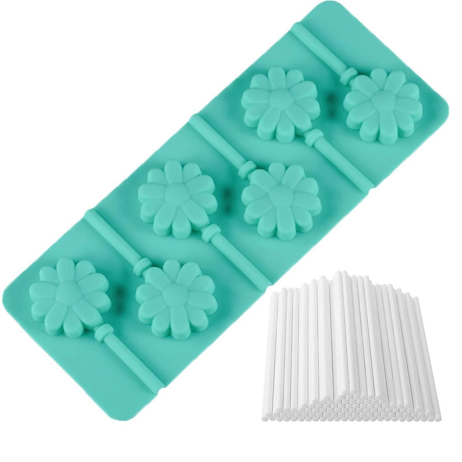 LuxusKollektion Cake-Pop-Form Cake Pop Form Blume 50 Sticks Silikon