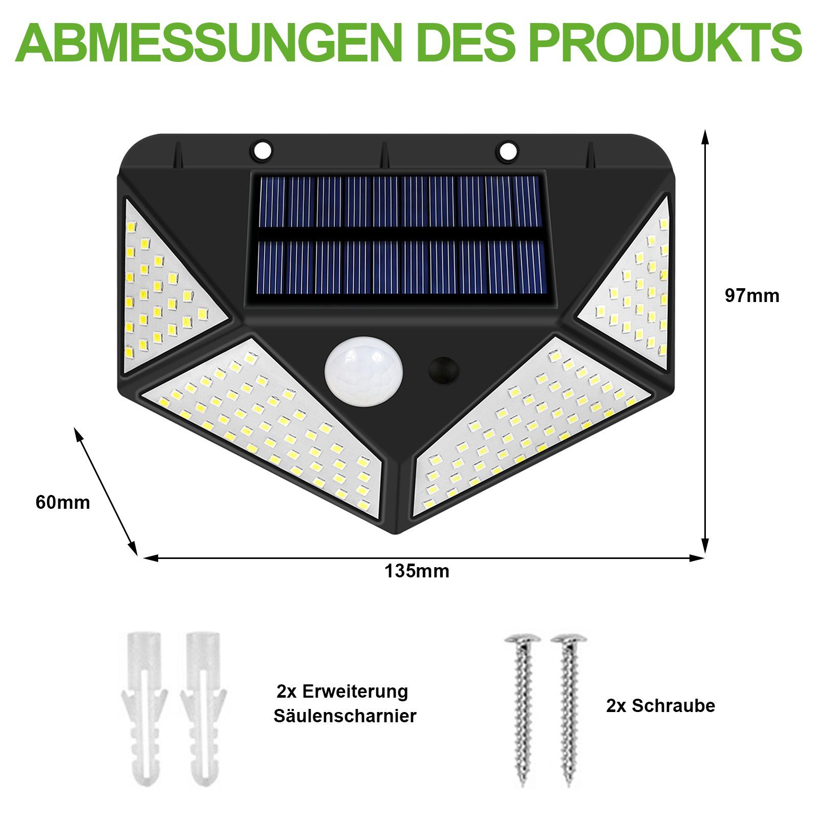 LEDs, Solar, für Bewegungssensor, Deko Garten LED Rosnek Hof 128 Außen-Wandleuchte Garage Terrasse, wasserdicht, LEDs,