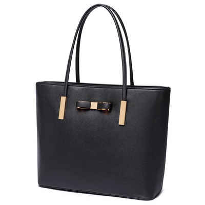 Vanessa & Melissa Shopper »T01«, Damen Shopper Handtasche mit süßer Schleife elegante Schultertasche vielseitige große Tasche schwarz