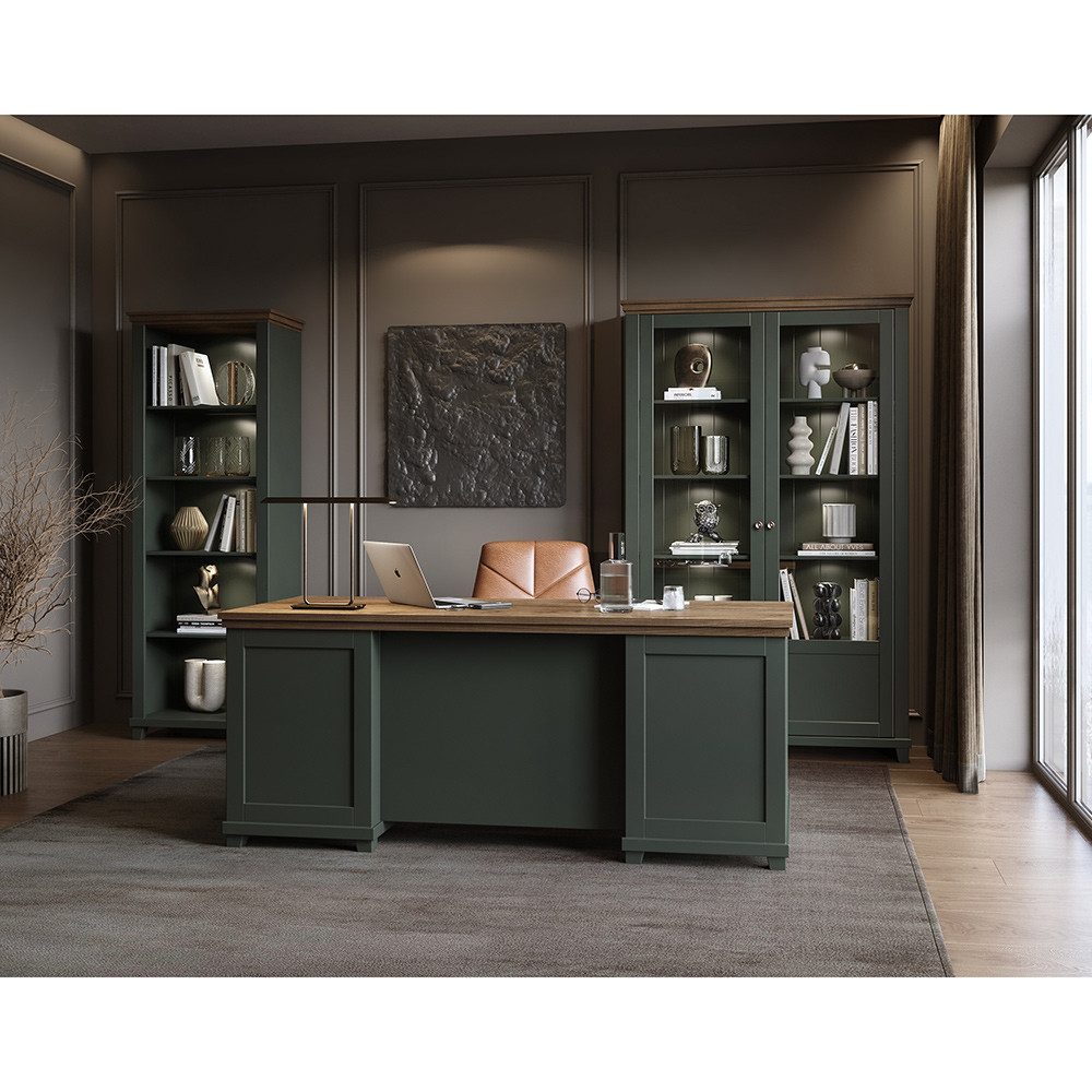 Lomadox Büromöbel-Set EPSOM-83, (Spar-Set, 3-tlg., Schreibtisch Vitrine Akt günstig online kaufen