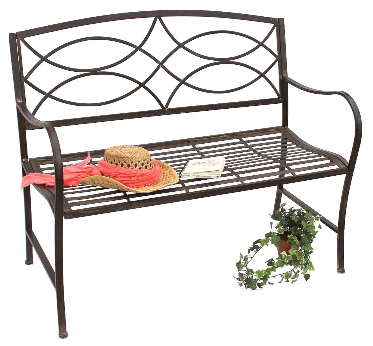 DanDiBo Gartenbank Metall Braun Wetterfest 109 cm Sitzbank 2-Sitzer