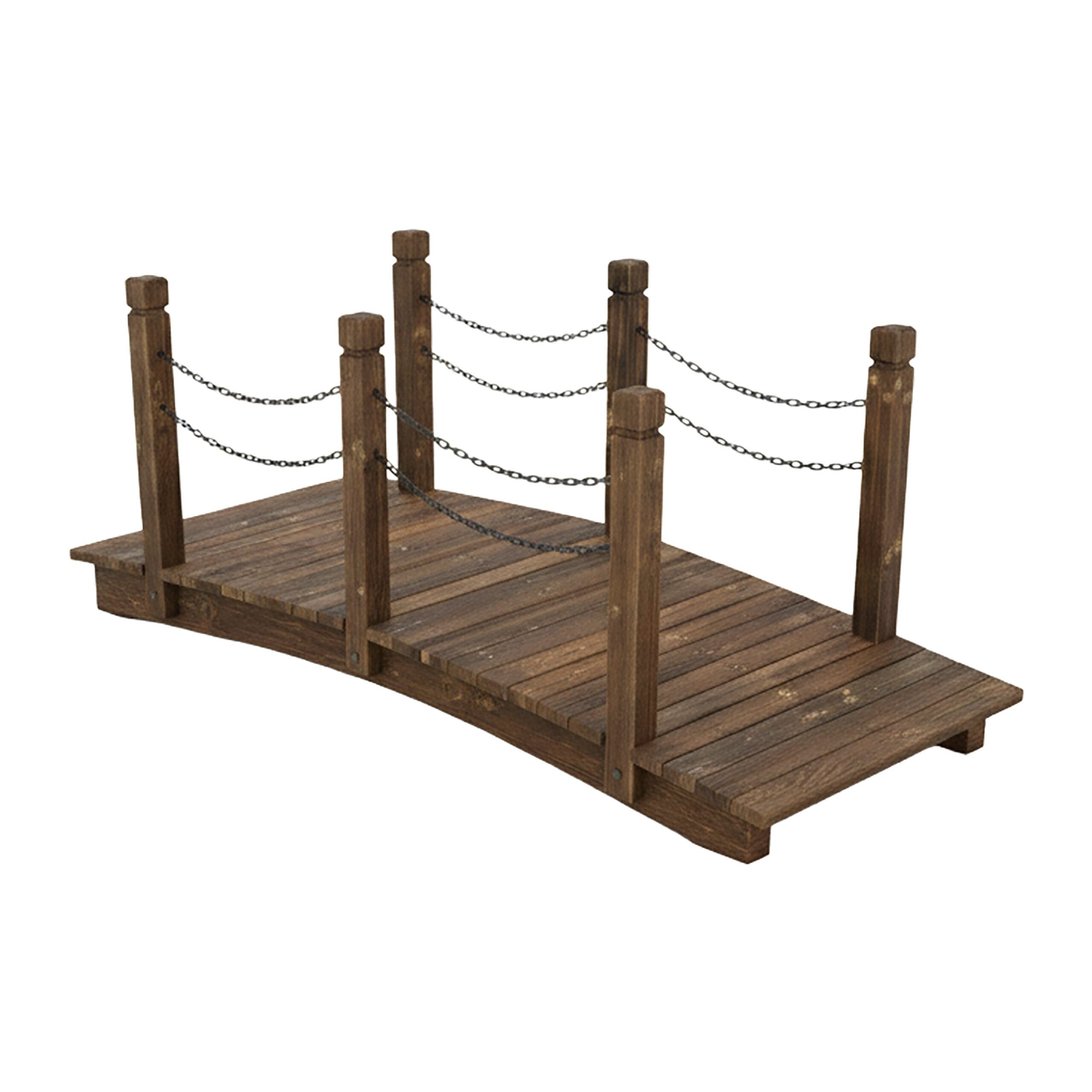 relaxdays Zierbrücke Garten Brücke mit Ketten, braun