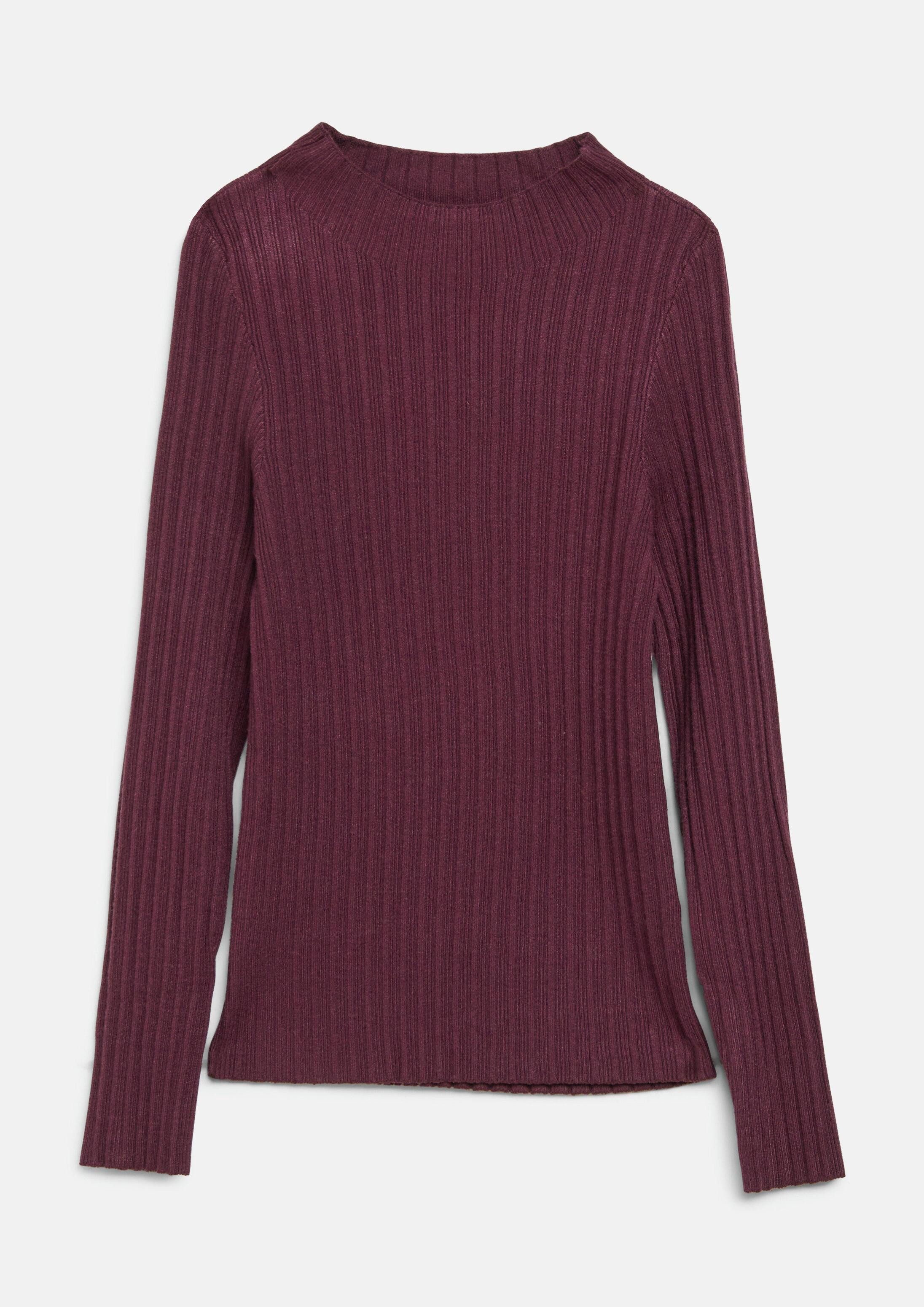s.Oliver Longpullover Strickpullover Rippstrickpullover mit Stehkragen im Slim Fit