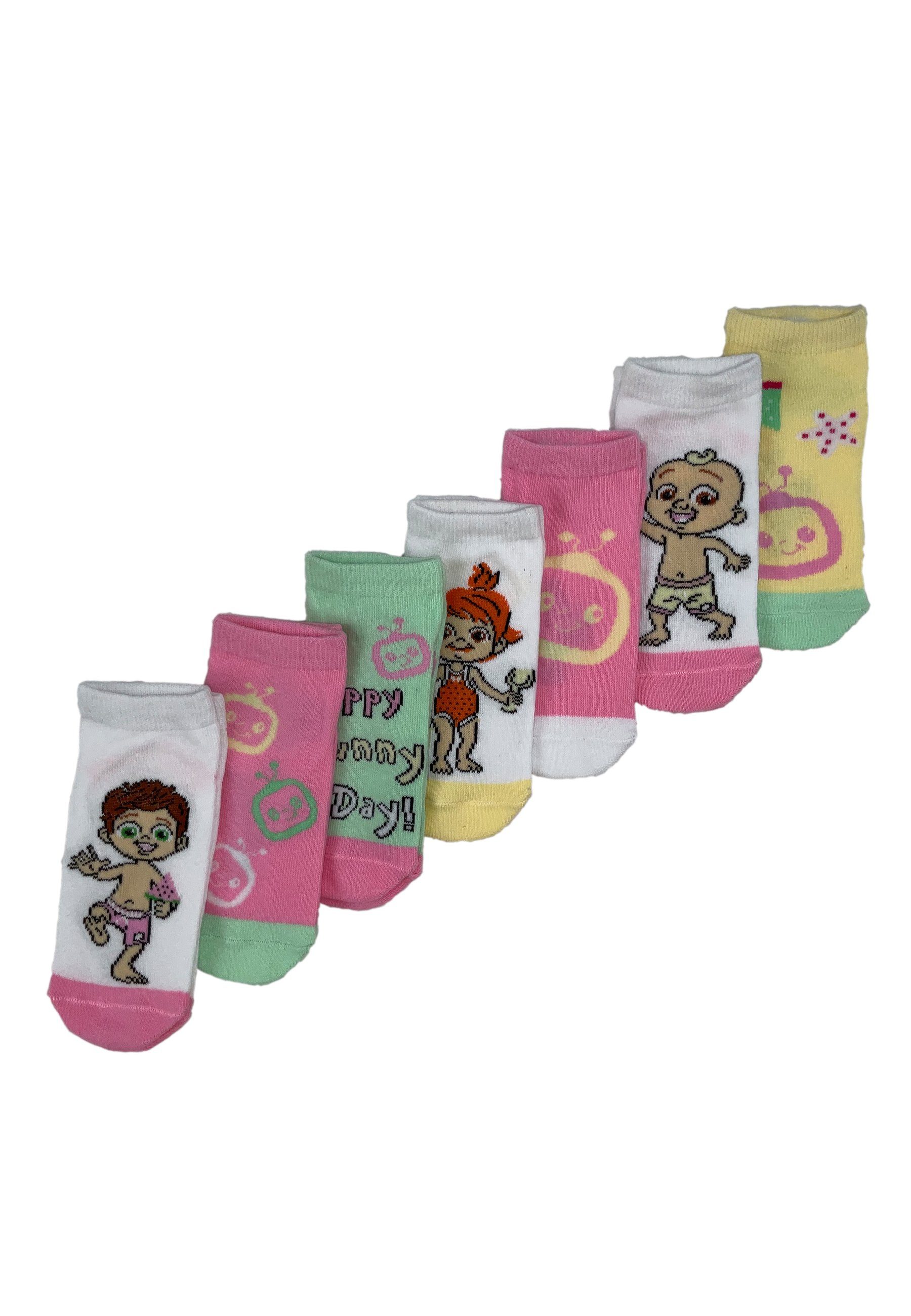 ONOMATO! Sneakersocken CoComelon Kinder Mädchen Socken 7 Paar Strümpfe Paket (7-Paar)