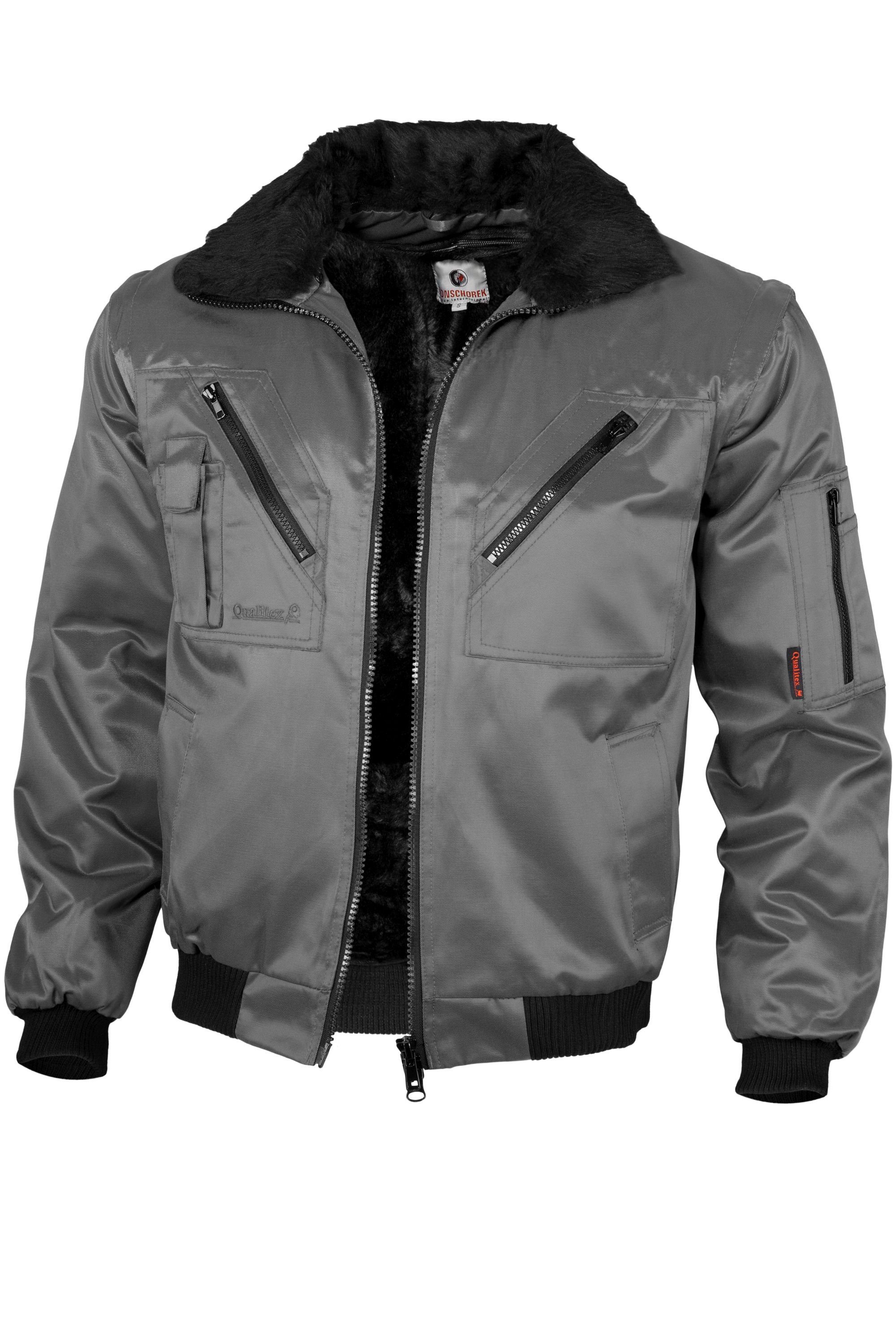 QUALITEX HIGH QUALITY WORKWEAR Pilotenjacke Pilotenjacke Winterjacke hellgrau Qualitex einfarbig 4in1