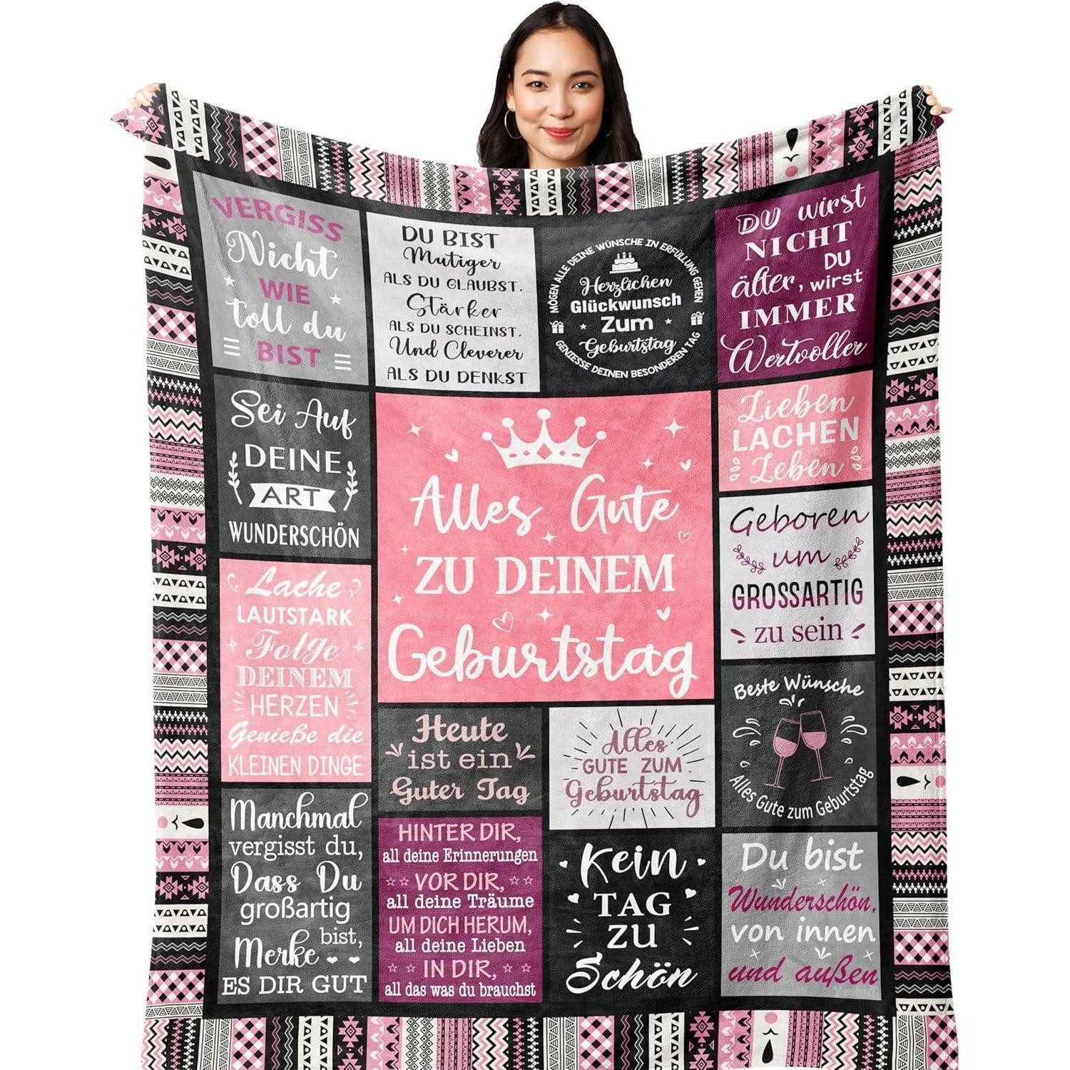 Yesbird Tagesdecke Flanelldecke Geburtstagsgeschenk Frauen Mama Freundin 150x130CM