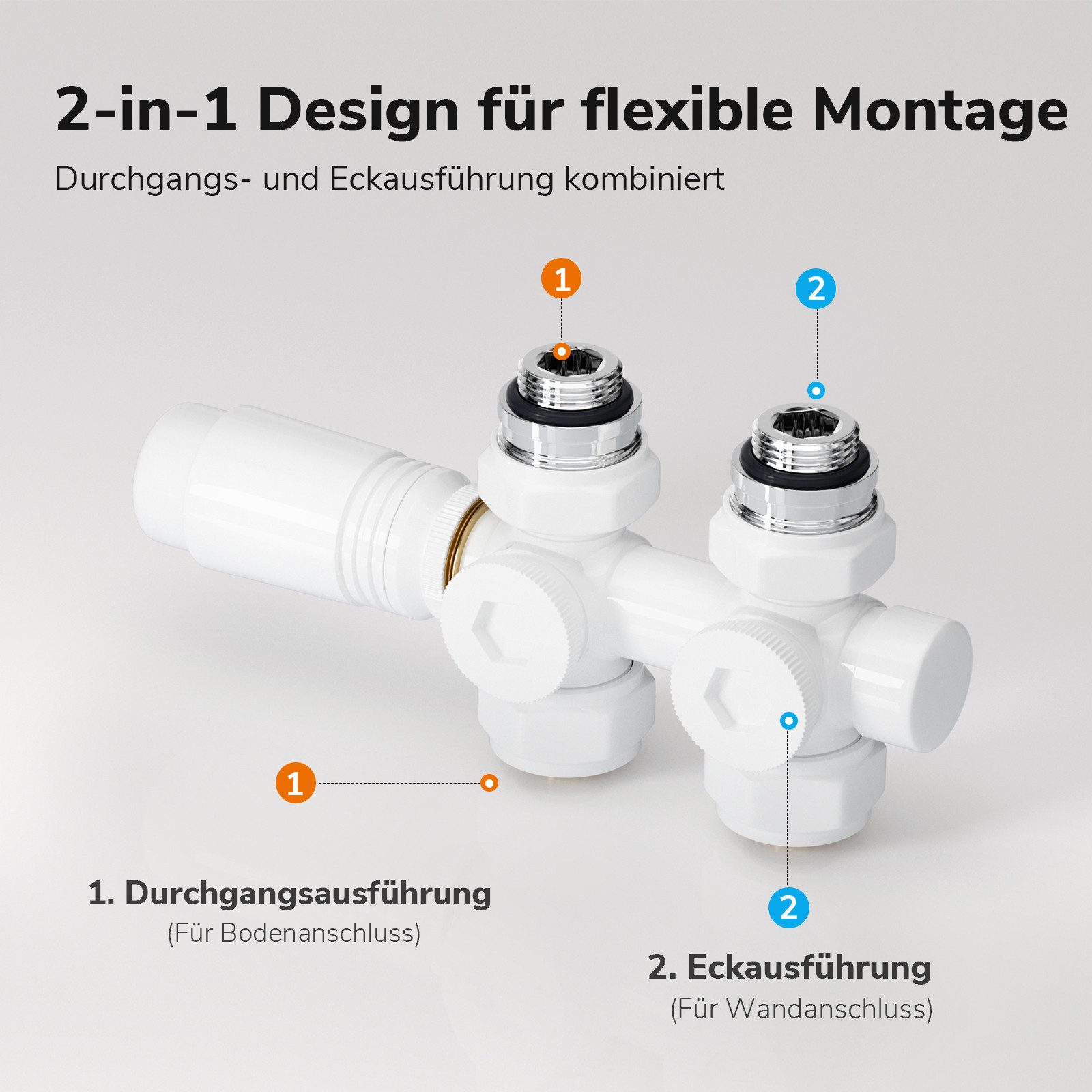 Heilmetz Heizkörperthermostat Multiblock Set für Heizkörper Messing Anschlussarmatur, (Geeignet für 15 mm tubes en cuivre und 16 mm Mehrschichtrohre, 1 St., G 1 – Bild 2 von 5
