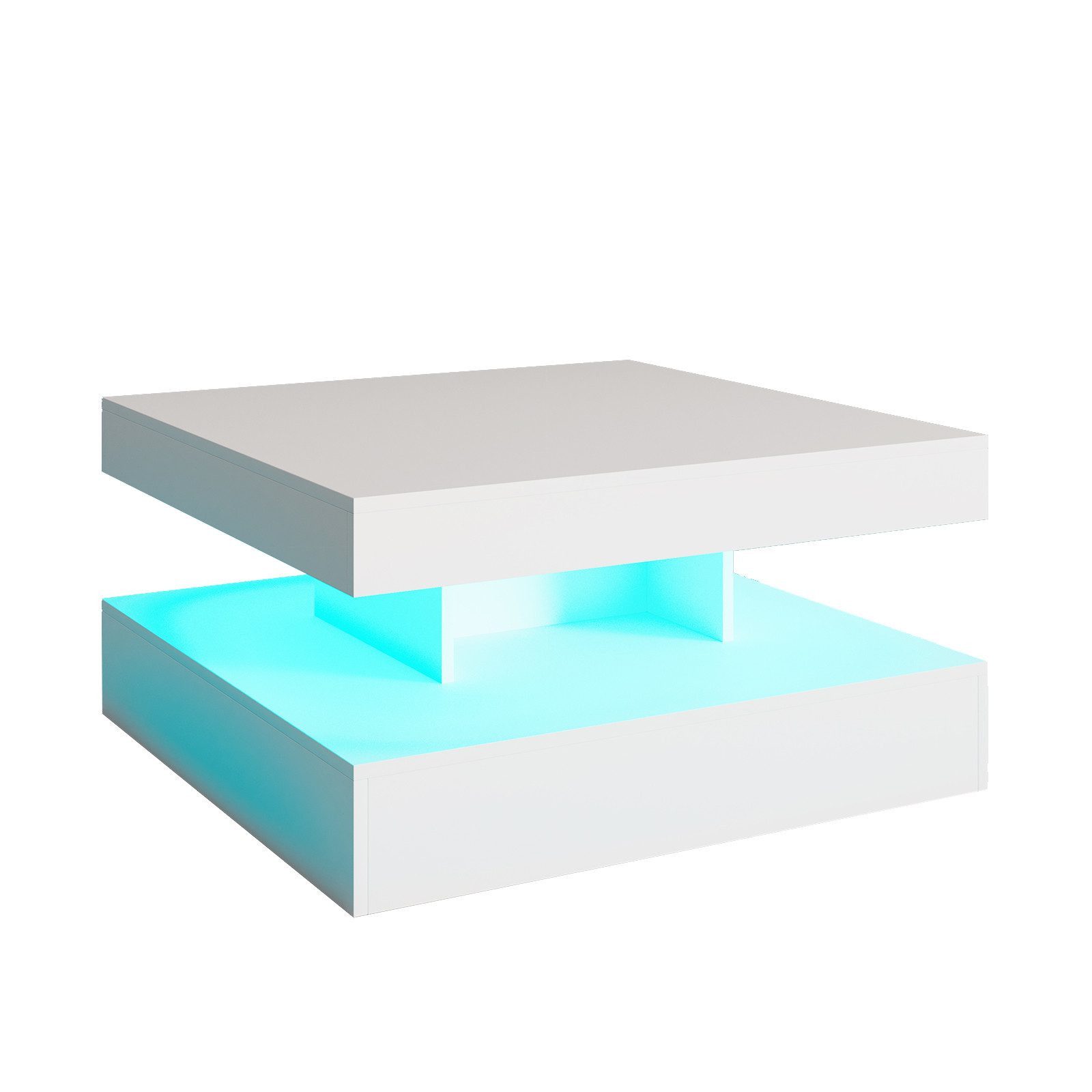 radelldar Couchtisch Quadratisch LED-Beleuchtung 2-in-1 (1-St), Moderner Wohnzimmertisch 78x78 cm mit Fernbedienung