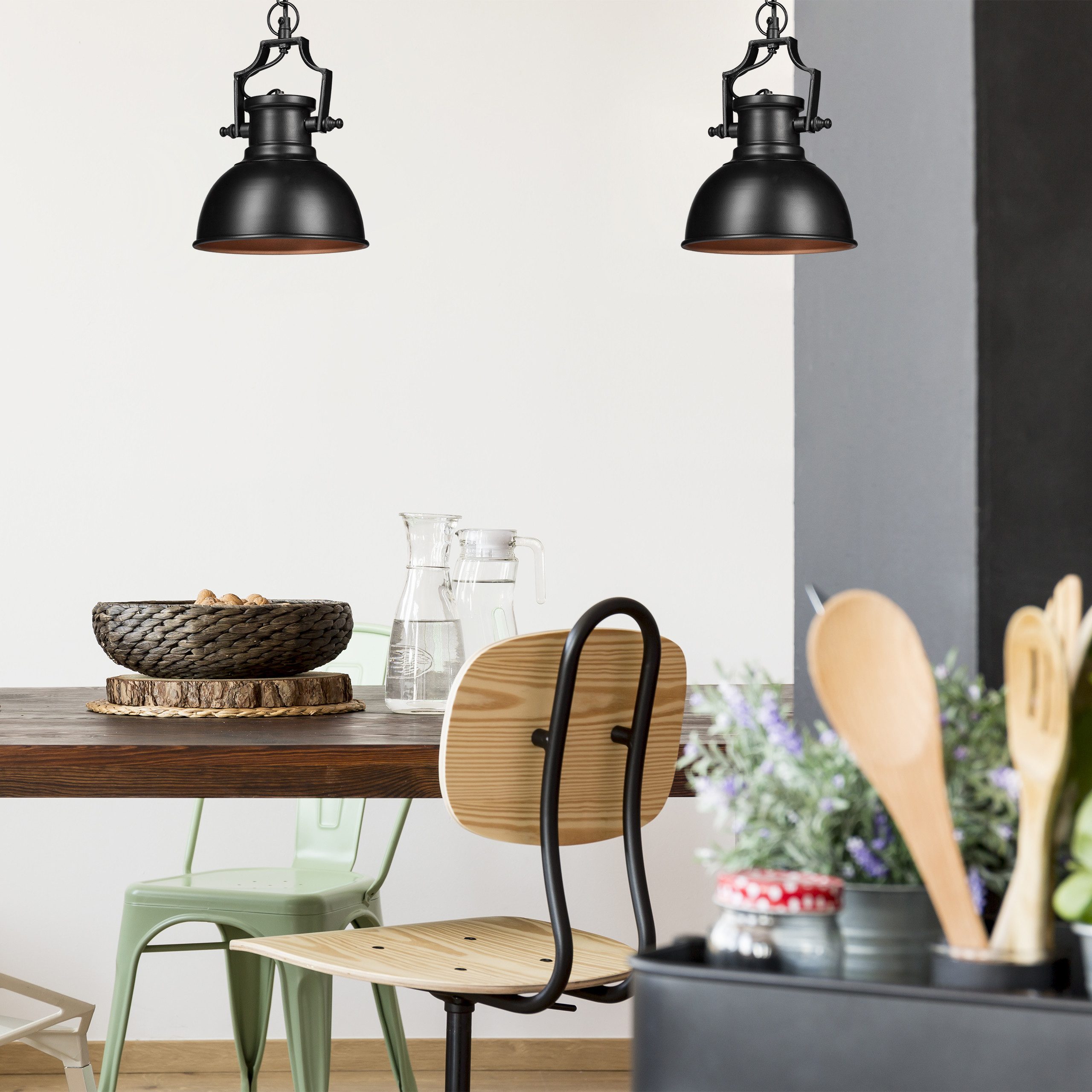 relaxdays Hängeleuchte Hängelampe Industrial Look klein, Einflammig, Keine Leuchtmittel im Lieferumfang enthalten, schwarz – Bild 5 von 5