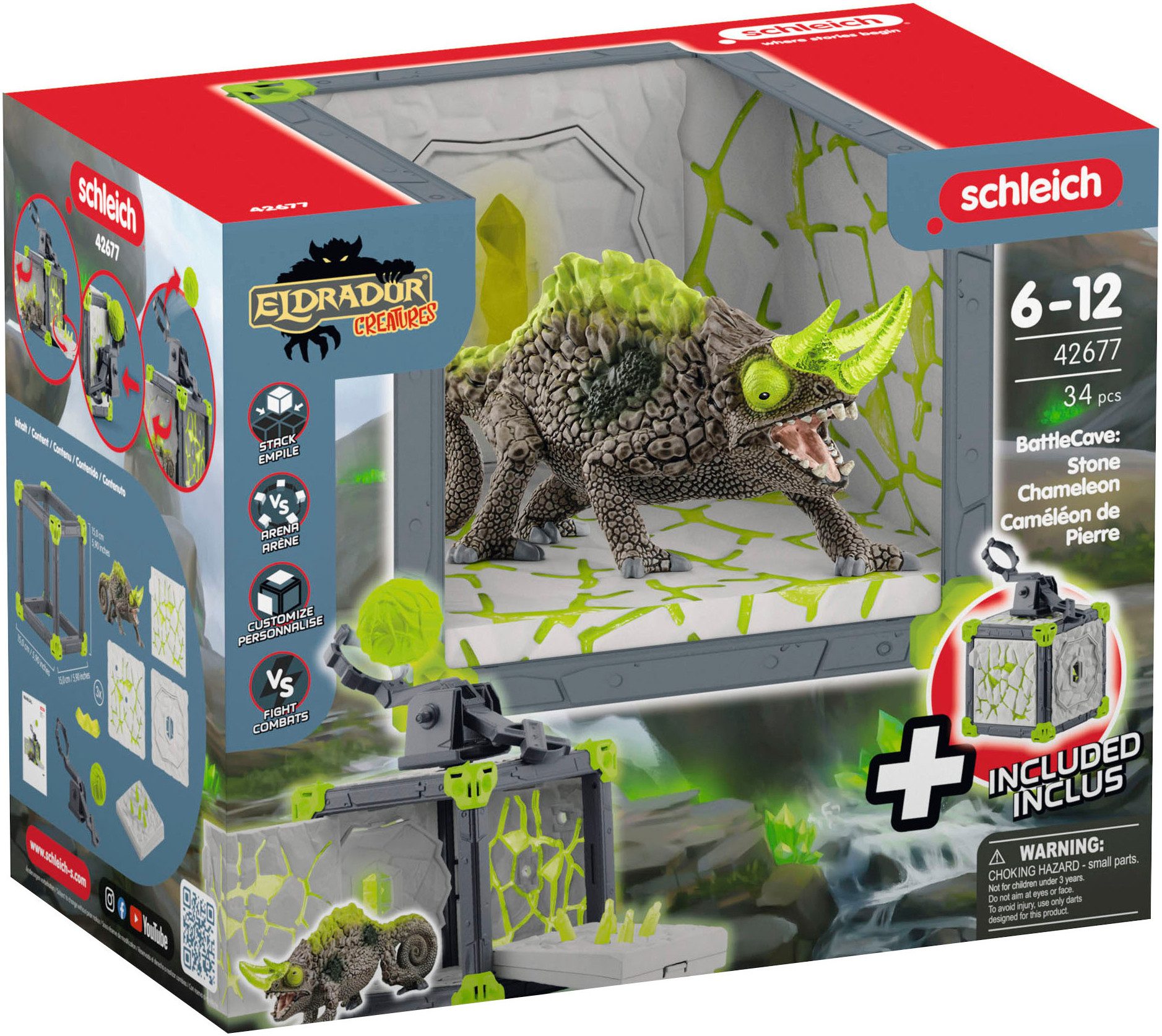 Schleich® Spielfigur ELDRADOR® CREATURES, BattleCave Steinchamäleons (42677)