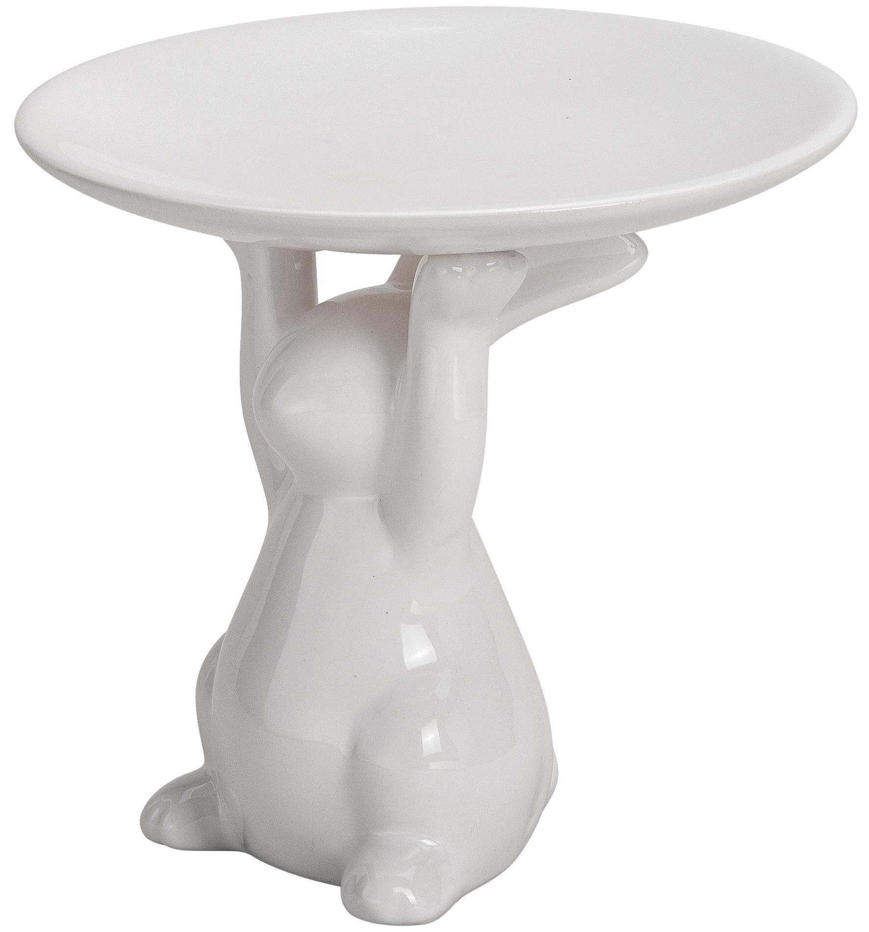 matrasa Etagere mit Hase - Weiße Hasen-Etagere mit 15 cm Teller - Oster-Etagere, Porzellan, für Gebäck & Pralinen, als Osterdekoration