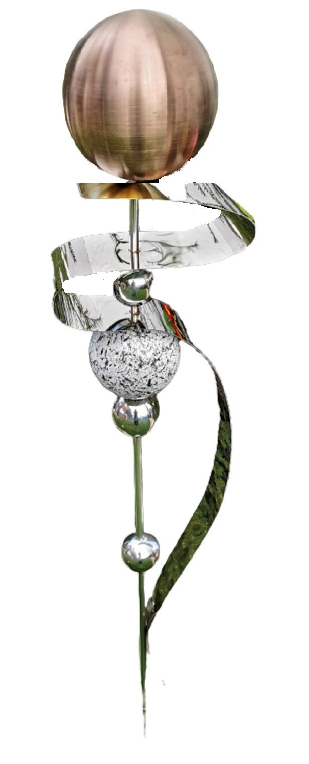 Gartenstecker Stele Mit Leuchtender Rose – Edelstahl & Fluoreszierendes Acryl, 120 Cm Hoch