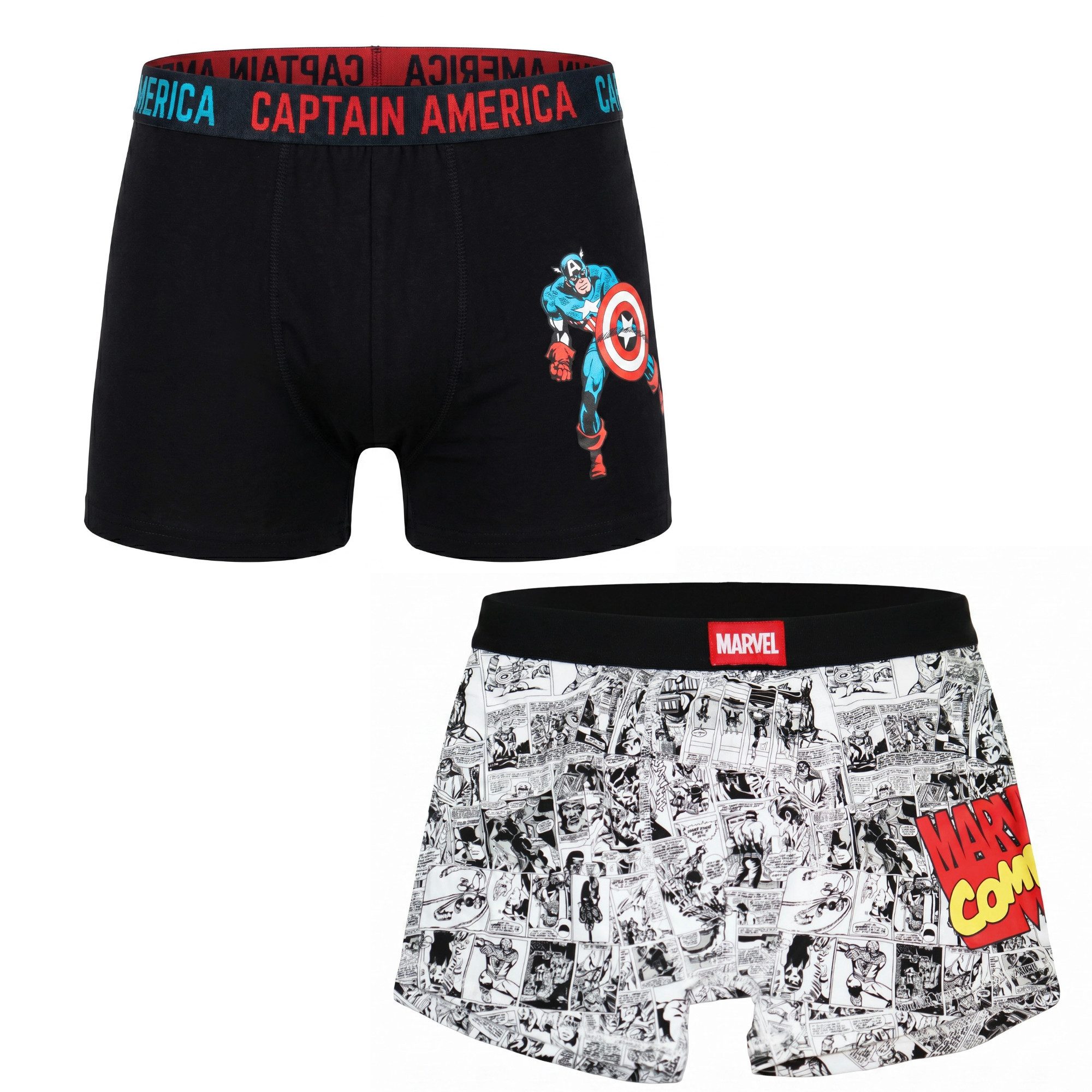 MARVEL Boxershorts Marvel Avengers America Herren Boxershorts Unterhose 2er Pack Gr. S bis XXL