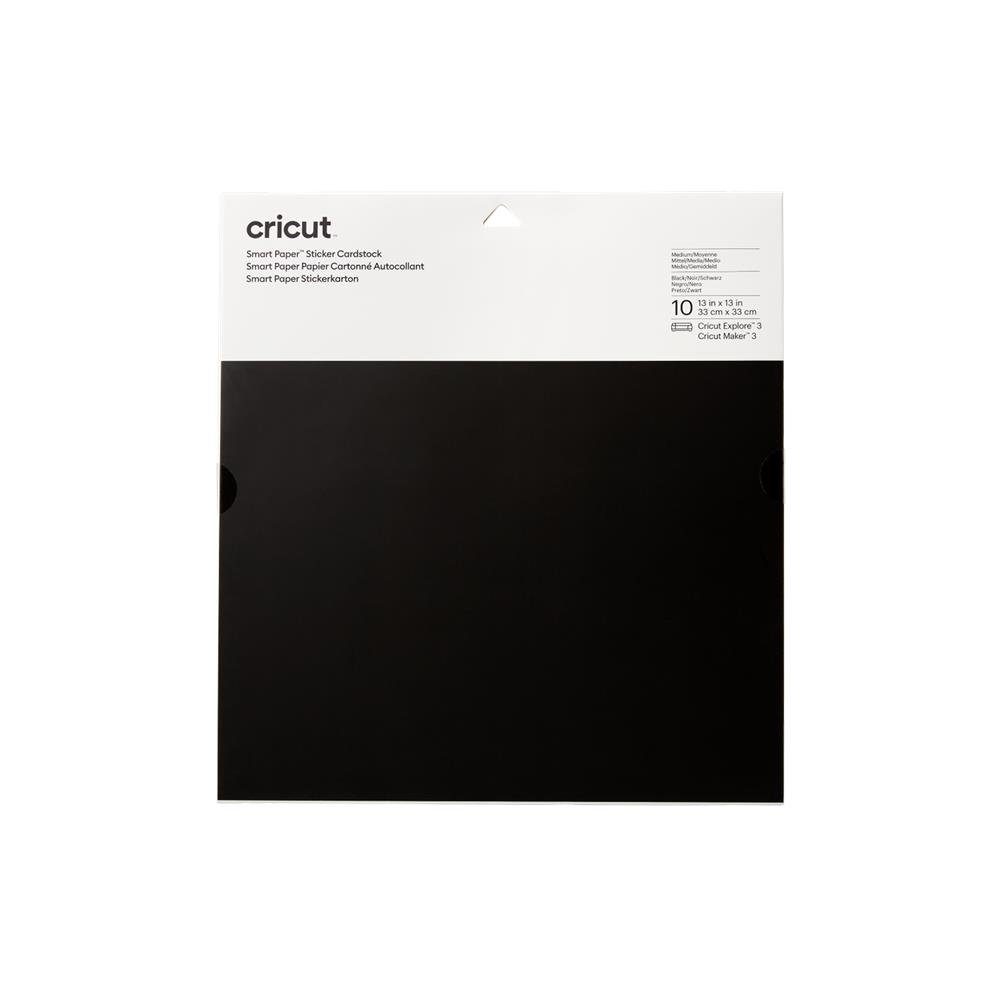 Cricut Bastelkartonpapier Smart Paper Farbkarton für Aufkleber Schwarz, 10 Stück, klebende Rückseite, zum Aufbügeln, basteln, Bastelmaterial