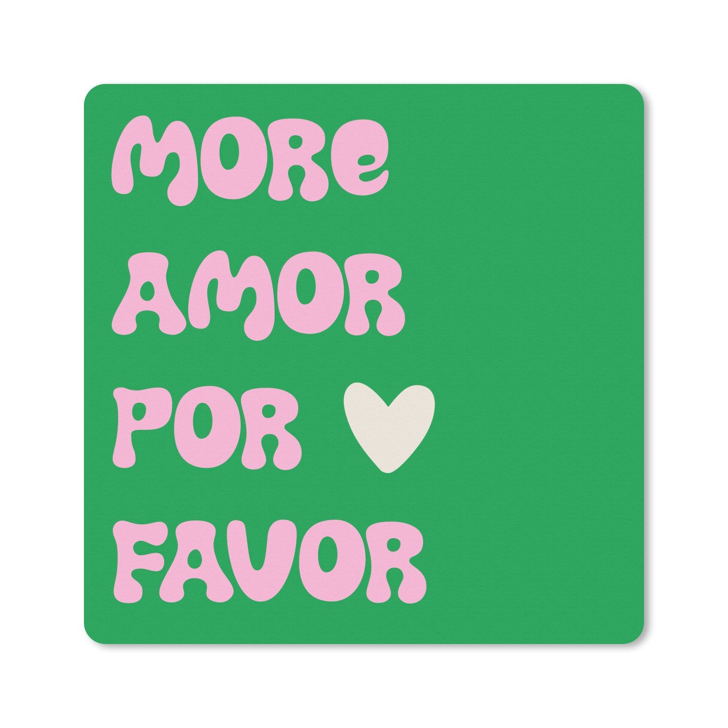 MuchoWow Mauspad Amor - Valentinstag - Grün - Text (1-St), Mauspad groß, Zubehör für Gaming Zimmer, Desk Mat, 80x80 cm