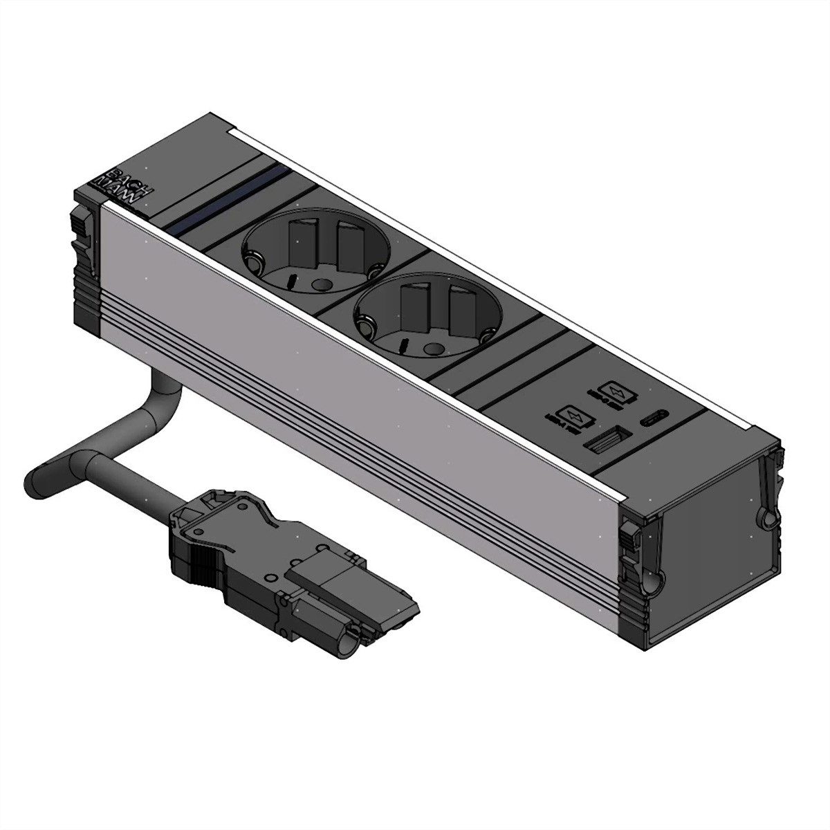 Bachmann CONI 2x Schutzkontakt 1xUSB A/C 22W Einbau-Tischsteckdosenleiste (Kabellänge 0.2 m), 912.233