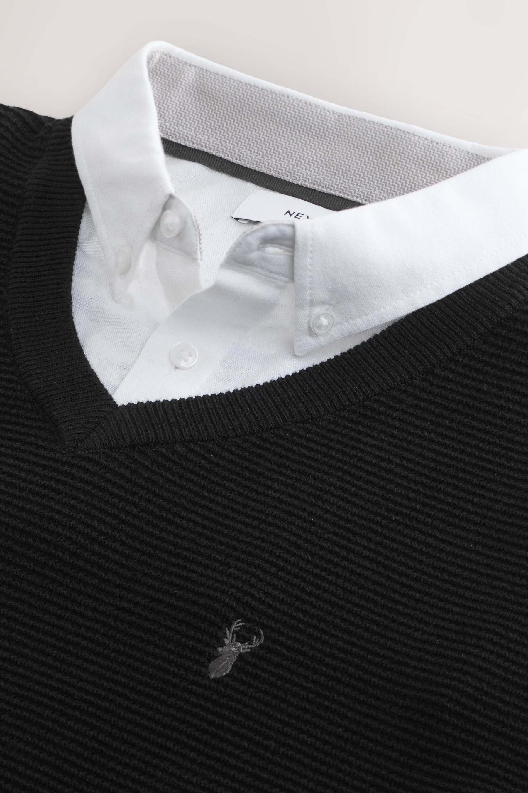 Next V-Ausschnitt-Pullover Regular Fit Pullover mit Oxford-Hemdkragen (1-tl günstig online kaufen