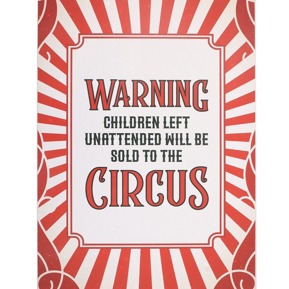 Grindstore Typenschild Circus Warning Metal Hanging Sign - Vintage Blechschild 34x20cm