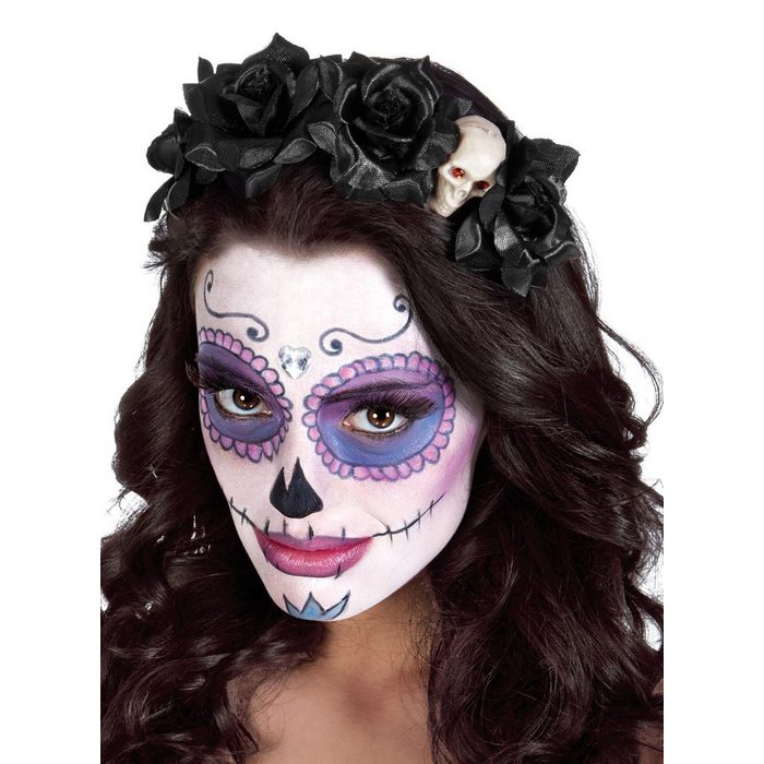Boland Kostüm Tag der Toten Haarreif Totenkopf Stimmungsvoller Kopfschmuck für Halloween und Catrina Kostüm