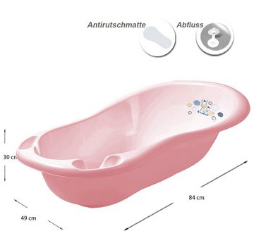 Maltex Babybadewanne 5 Teile SET - ZEBRA Rosa - Baden Baby Wanne, (Premium-Set 5 tlg), **Wanne + Sitz + Topf + WC Aufsatz + Eimer**