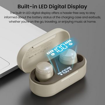 TOZO Tonal Dots Bluetooth 5.3 Built-in ENCGeräuschunterdrückung Mic 55 Stdn In-Ear-Kopfhörer (Schnurlose Kopfhörer mit Premium-Klang für stundenlangen Musikgenuss unterwegs, Spielzeit LED Digital Display mit drahtloser Ladekoffer, APP Control)