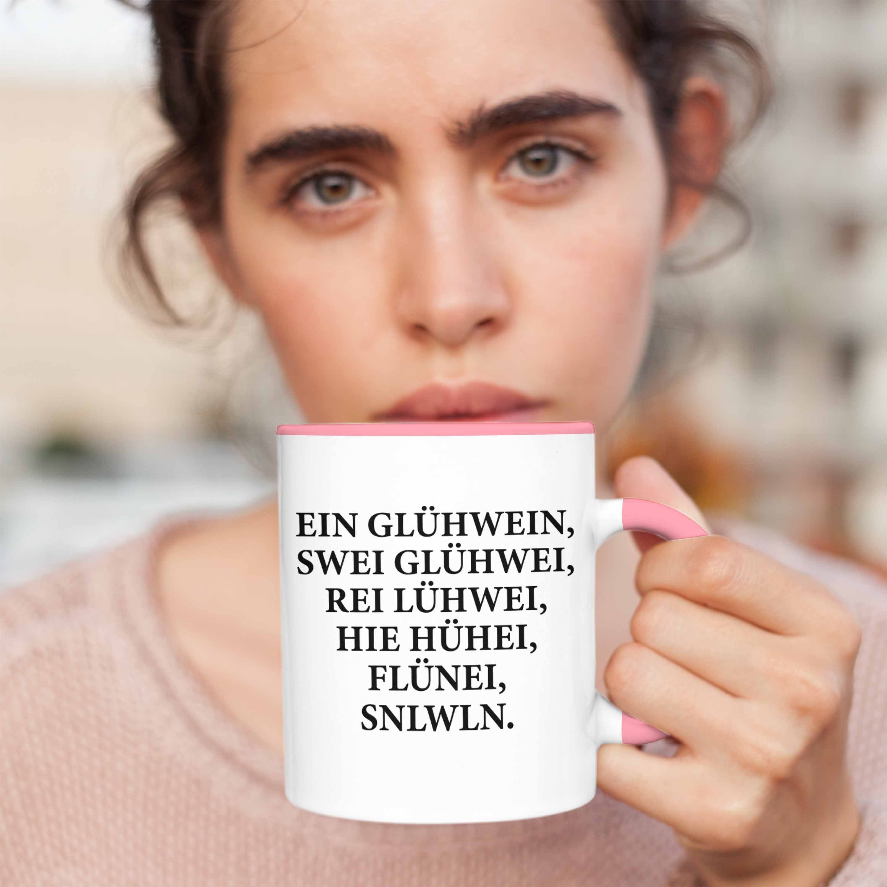 Becher - Swei Trendation Rosa Spruch Gläser mit Ein Geschenk Glühwein Glühwein Doppelwandig Trendation Weihnachtsmarkt Glühweinbecher Tasse Tassen Glühweintassen - Lustig Henkel Tasse Ein