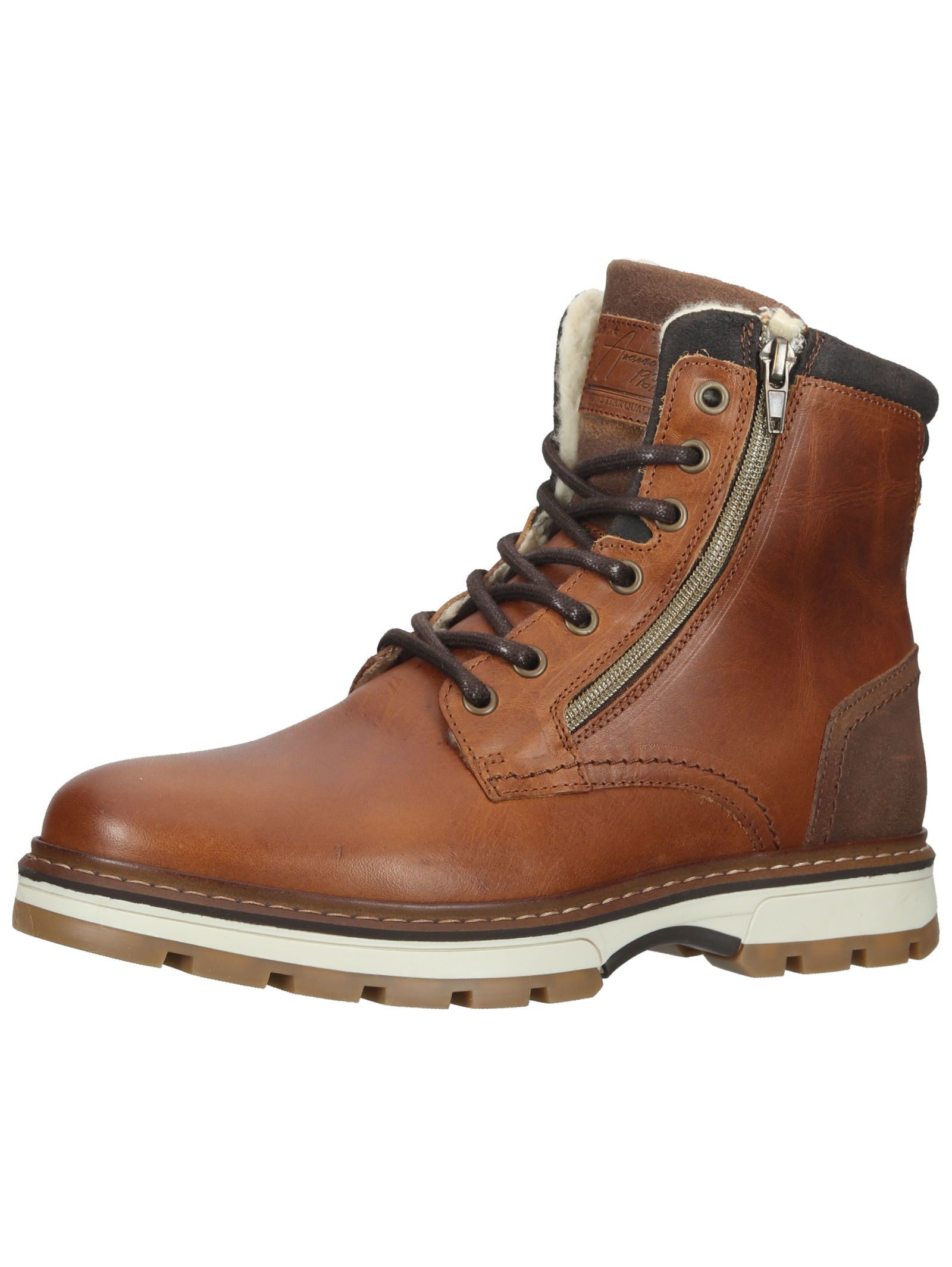 Stiefelette Leder/Textil . Schnürstiefelette