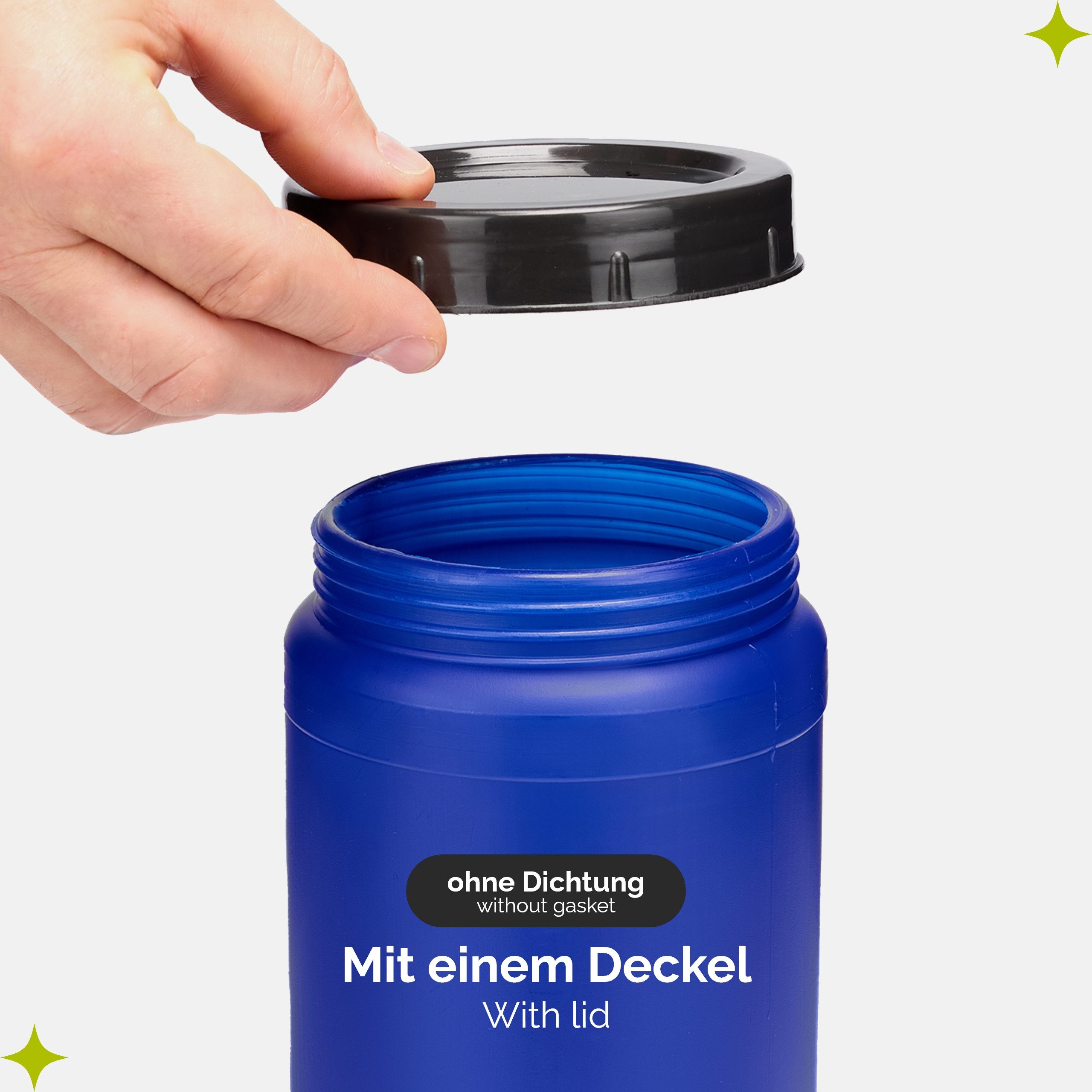 Garronda Regentonne 2L Behälter mit Deckel Weithalsfass BPA-frei GD-0085, Blau, 2 l