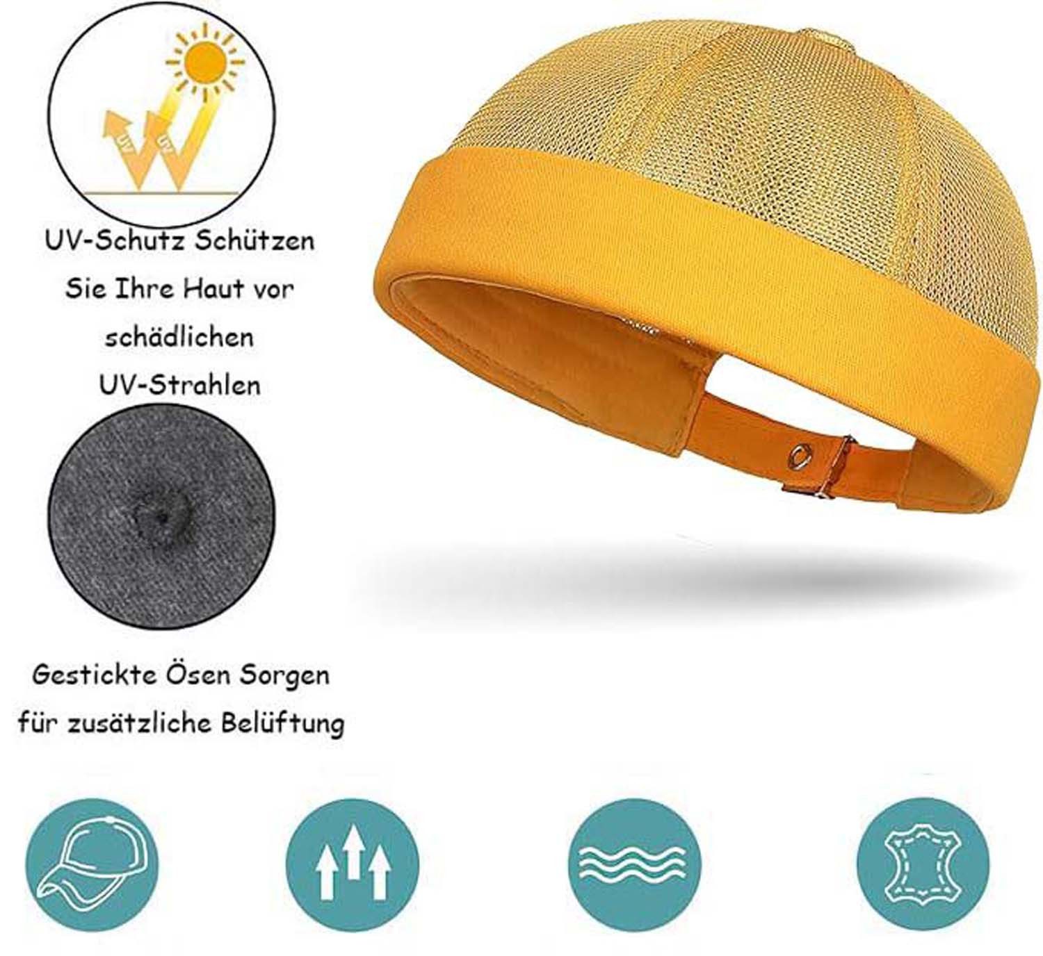Zaewry Dockermütze Verstellbar Seemannsmütze UV-Schutz Dockermütze Sommer Hafenmütze