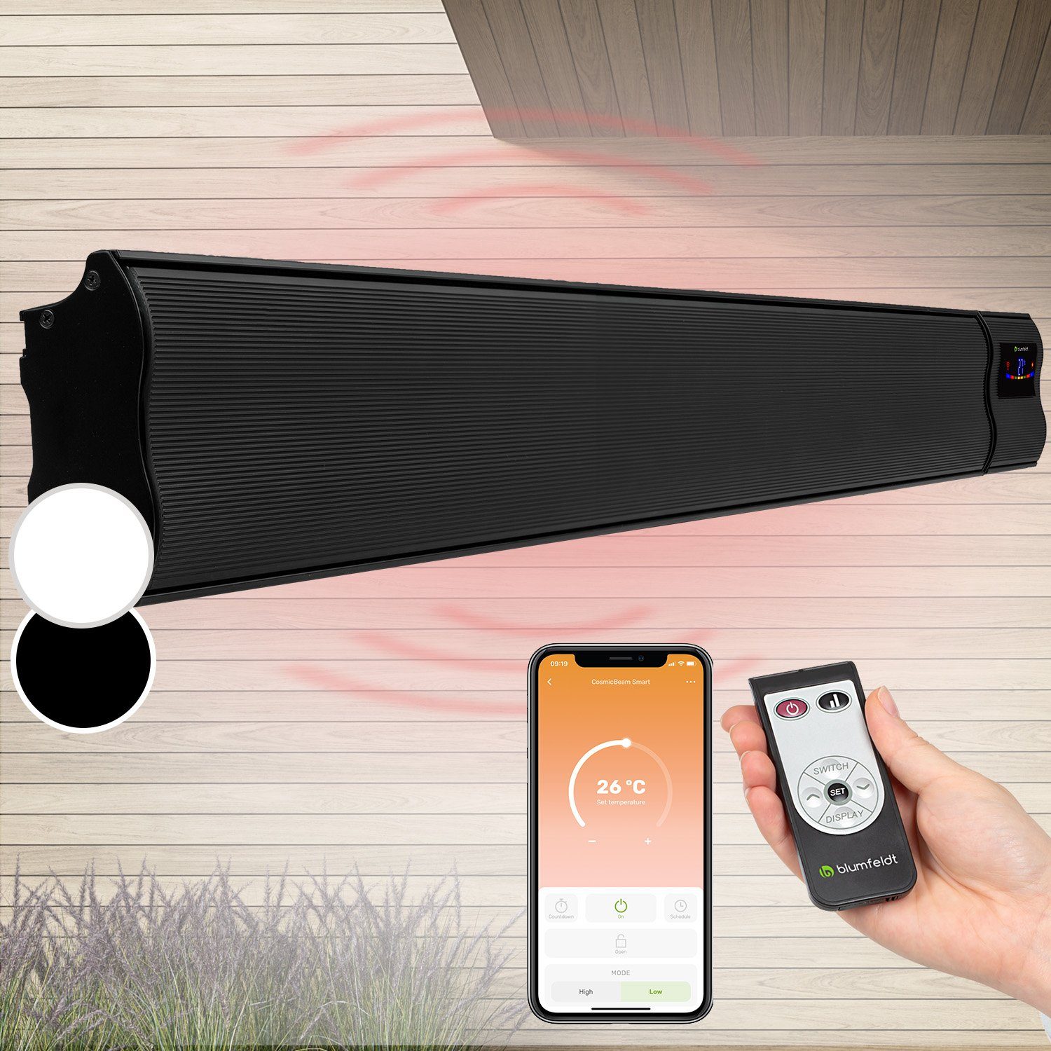 blumfeldt Нагреватели Cosmic Beam Smart 24, 2400 W, Infrarot Нагреватели Terrasse Wand Terrassenheizstrahler IR Strahler