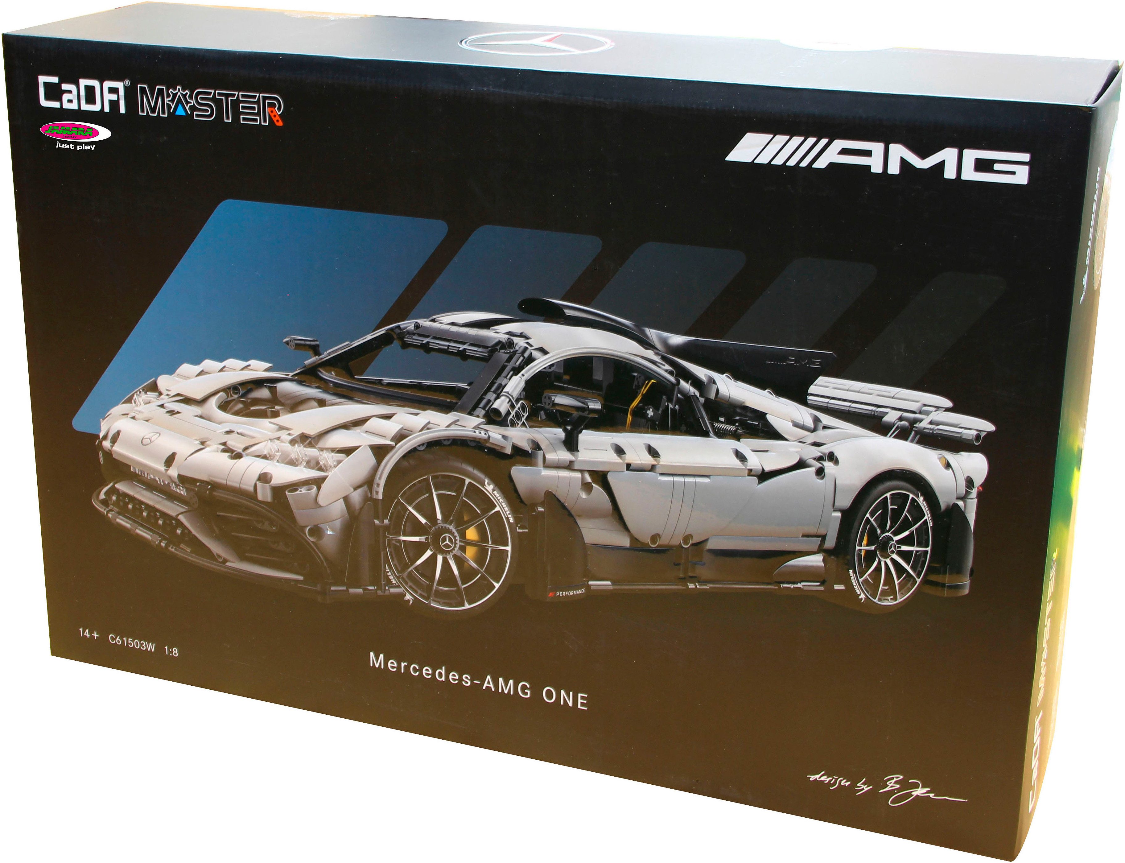 Jamara RC-Auto CaDA, Mercedes-AMG ONE 1:8 grau 2,4GHz Bricks (3295-tlg), mit LED Licht