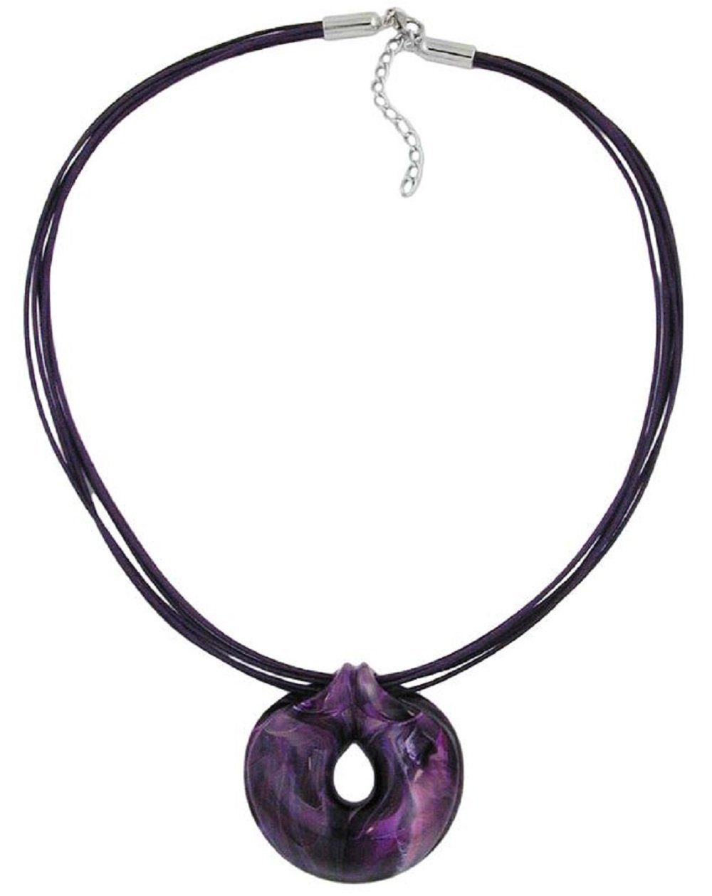 unbespielt Collier Kette Kunststoff Anhänger Amulett lila marmoriert Kordel lila 55 cm, Modeschmuck für Damen