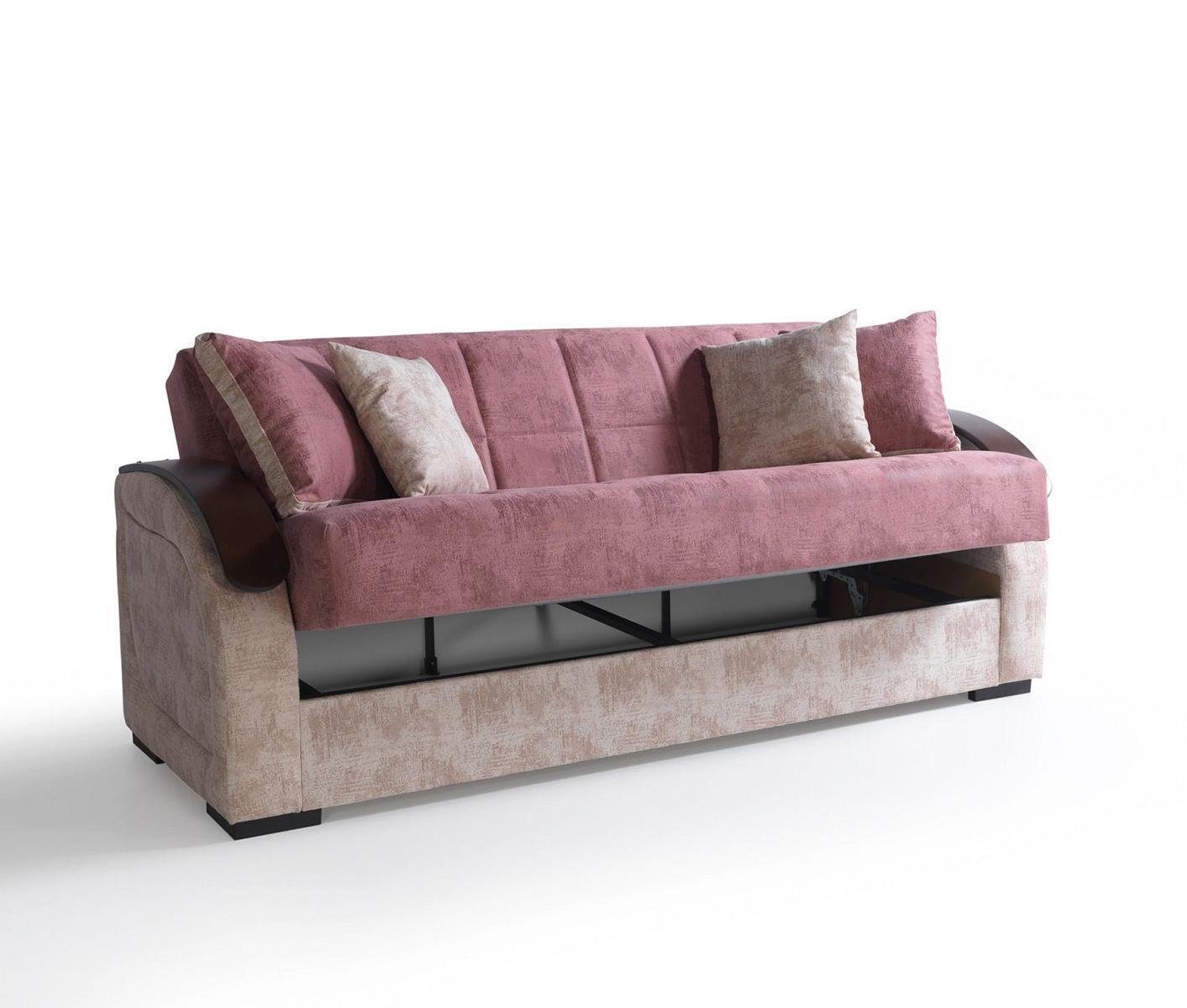 Sitzer JVmoebel Modernes Sofa Rosa 3er Wohnzimmer 3 Sofa Neu, In Europe Relax Made Luxus Sofa Sofa