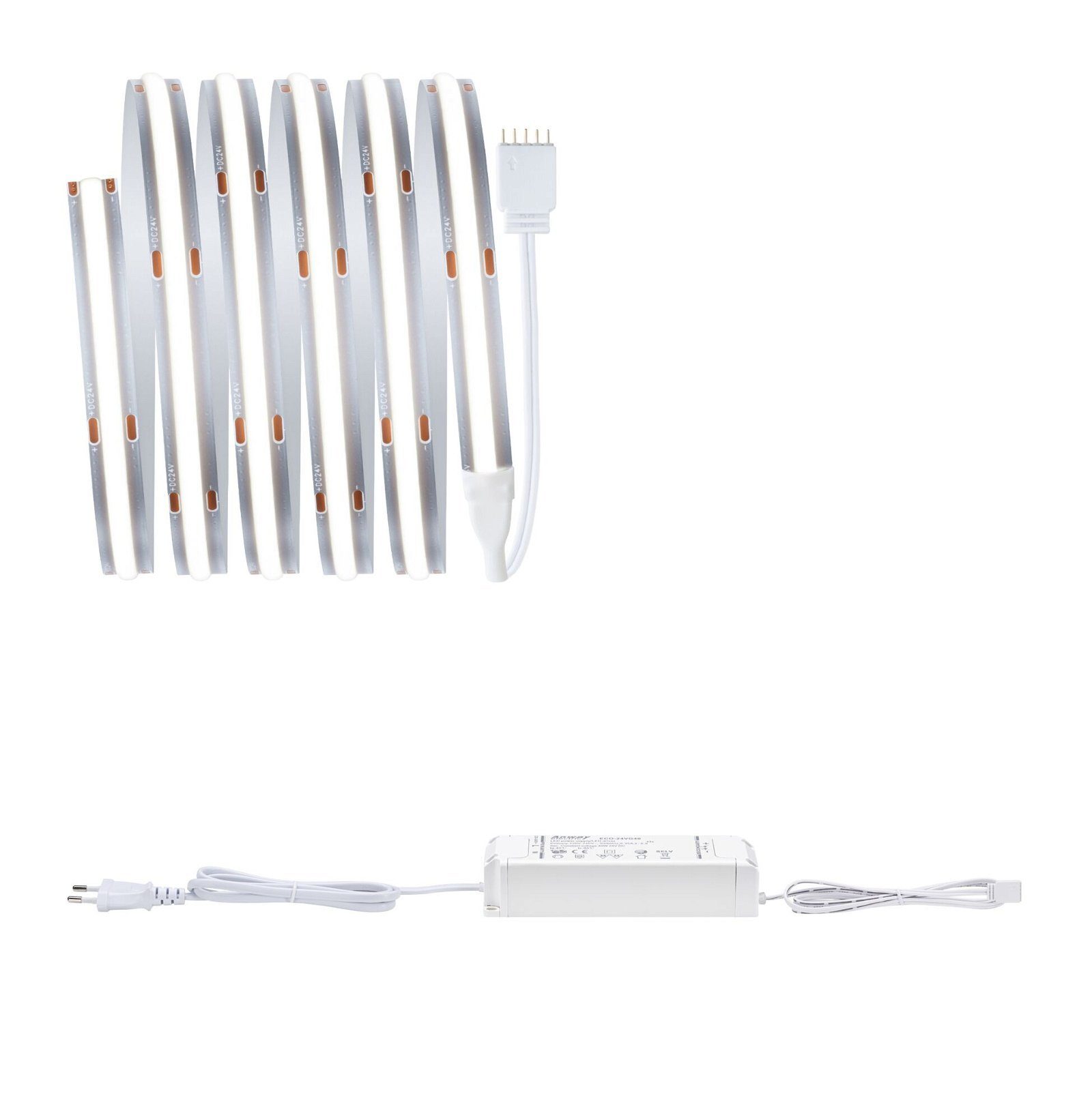 Paulmann LED-Streifen MaxLED 1000 Basis Set Daylight, 230/24V silber Kunststoff, 1-flammig, Full-Line COB 6500K