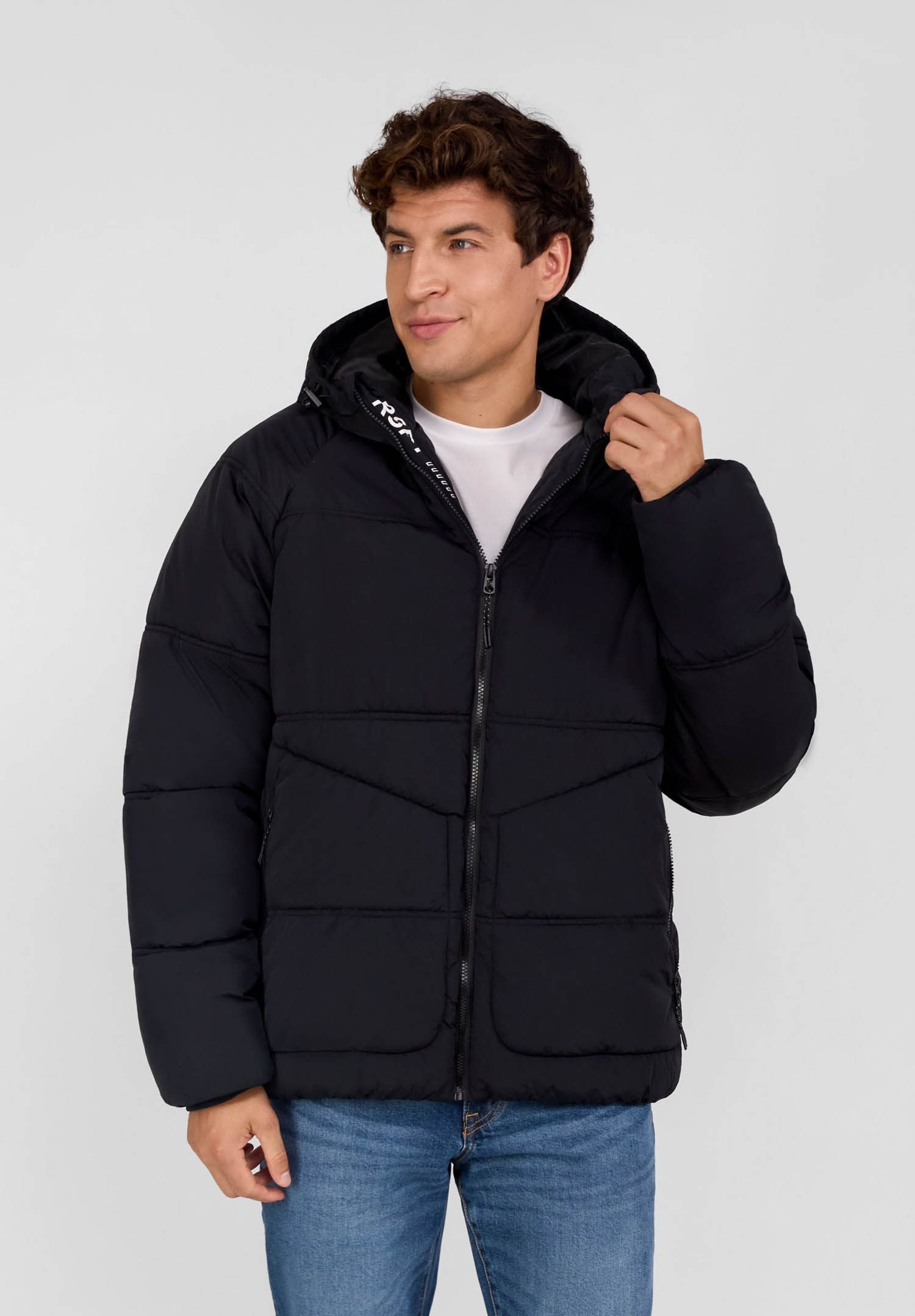 Respect Winterjacke Steppjacke mit Reißverschlusstaschen und Ärmelpatch  (XS-XXL)