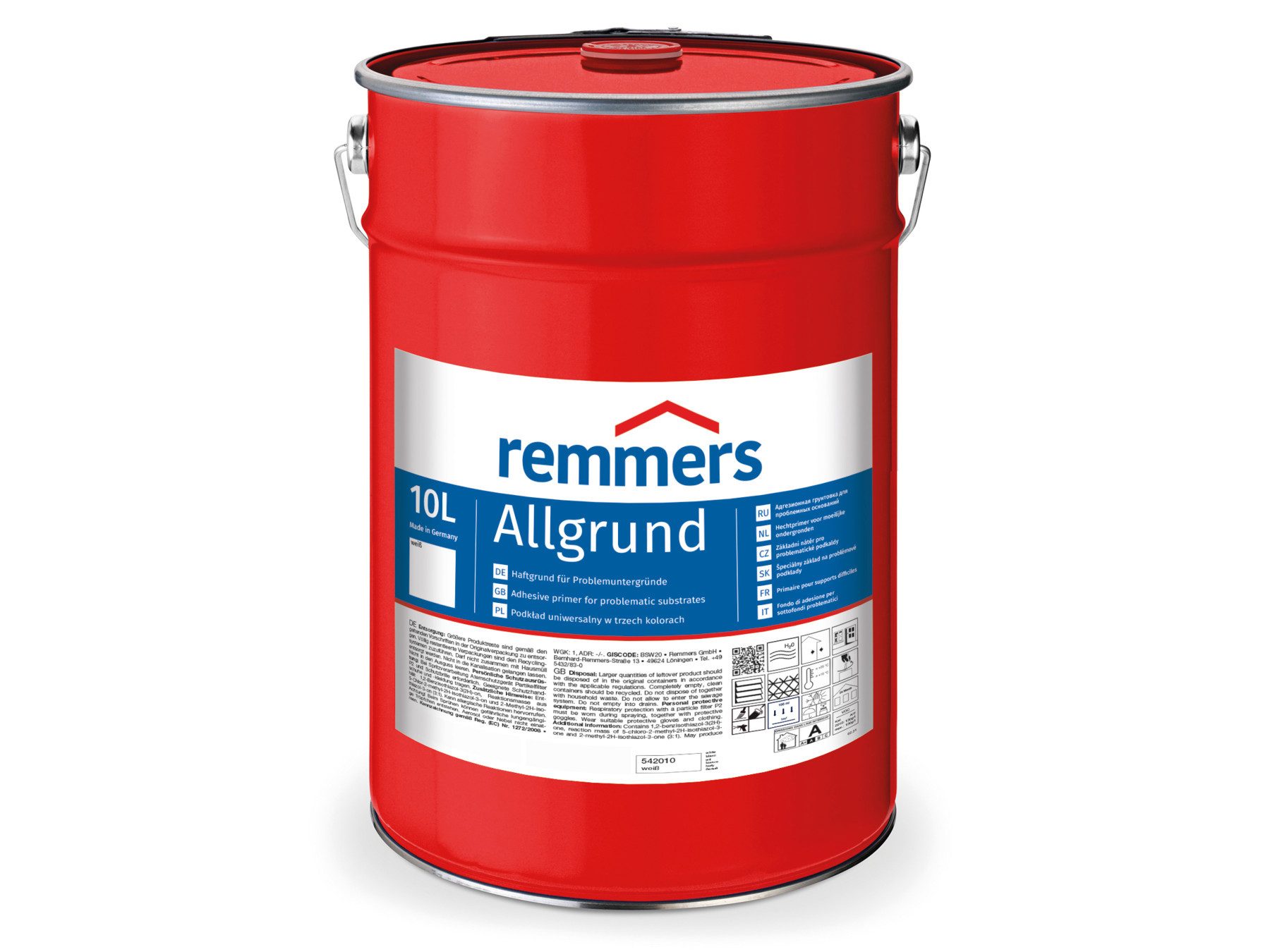 Remmers Isoliergrundierung Allgrund grau 10 Liter, 10-tlg., für verschiedene Oberflächen mit Rostschutz und Isoliergrund