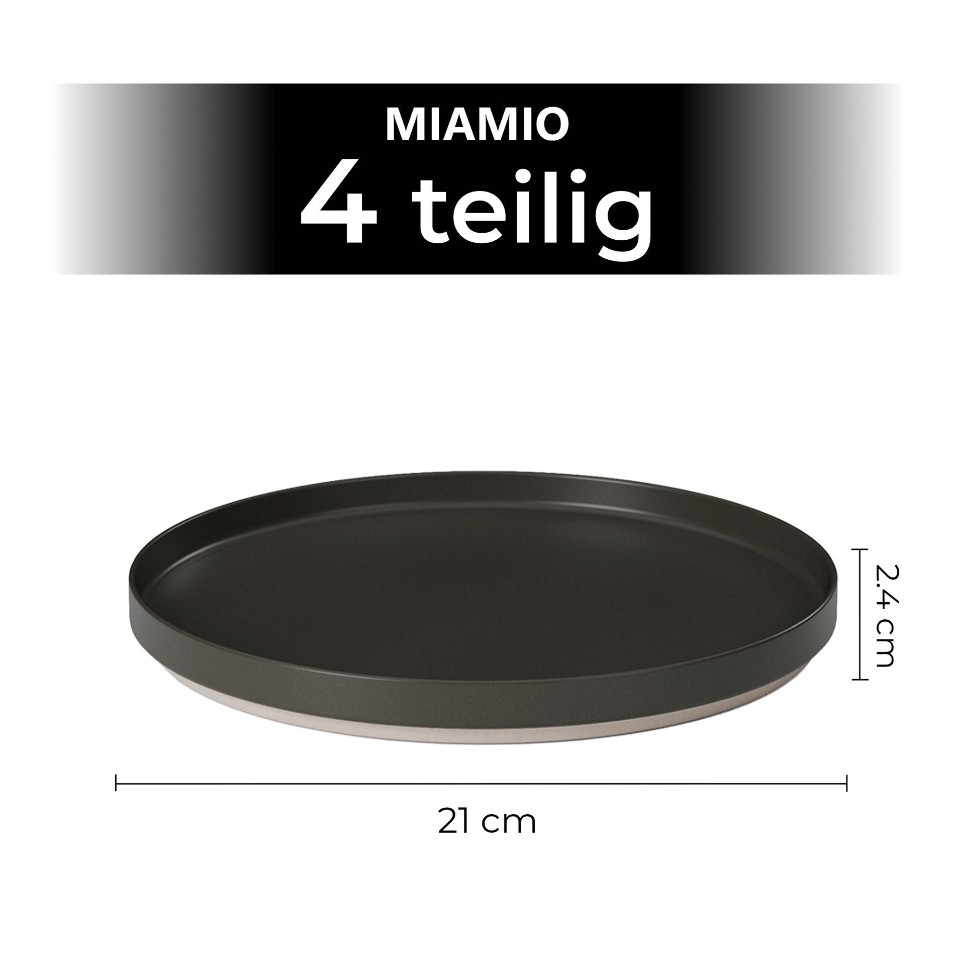 MiaMio Teller Sierra Teller 4er Set klein Basalt