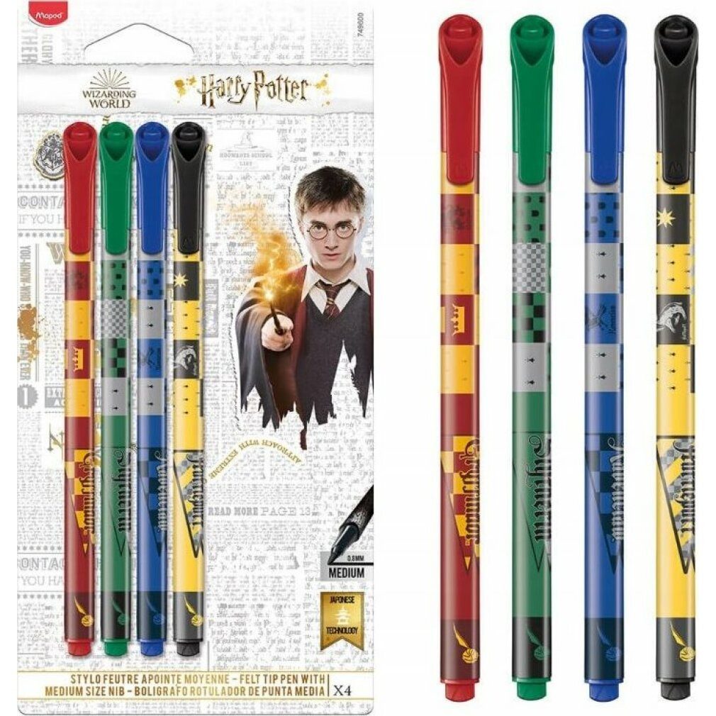 MAPED Fineliner 4 HARRY POTTER Fineliner farbsortiert 0,8 mm