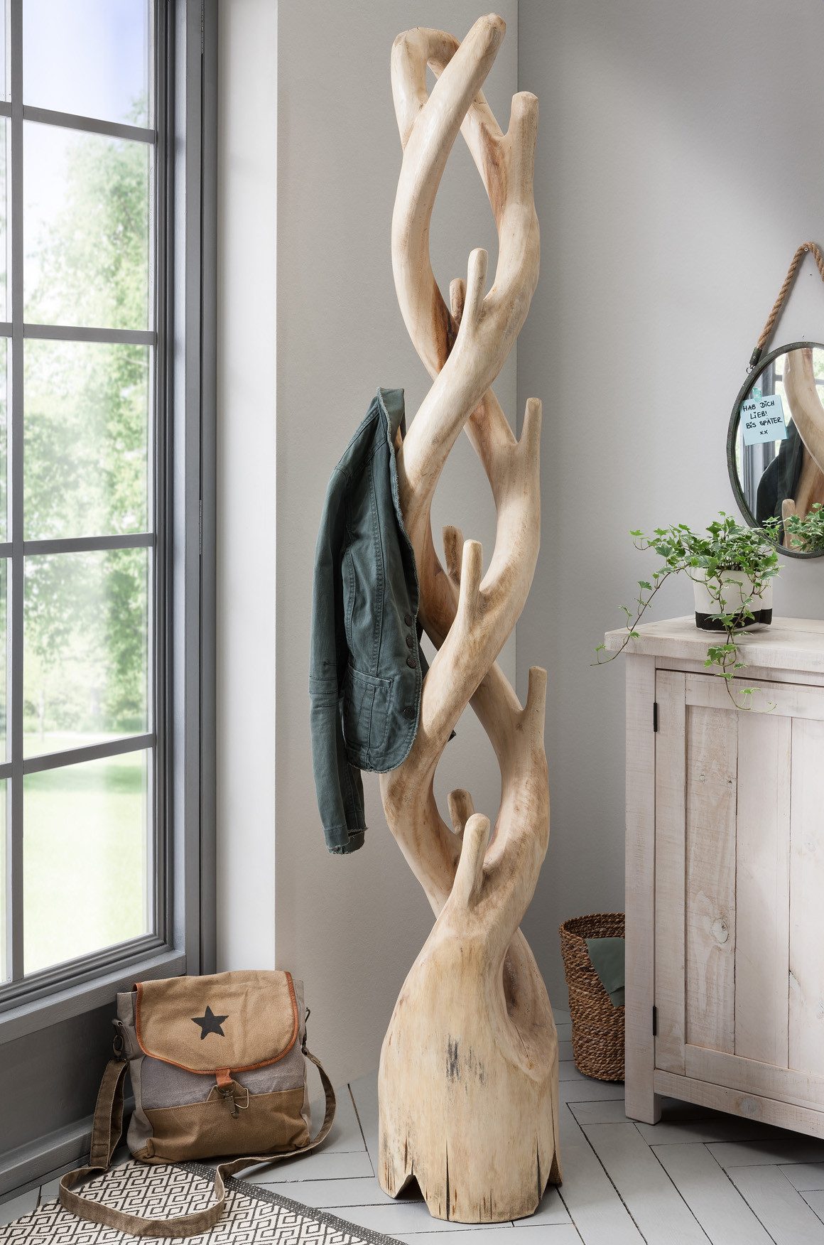 More2Home Kleiderständer Kleiderständer KAKTUS-TWIN, Suar-Holz, 200 cm