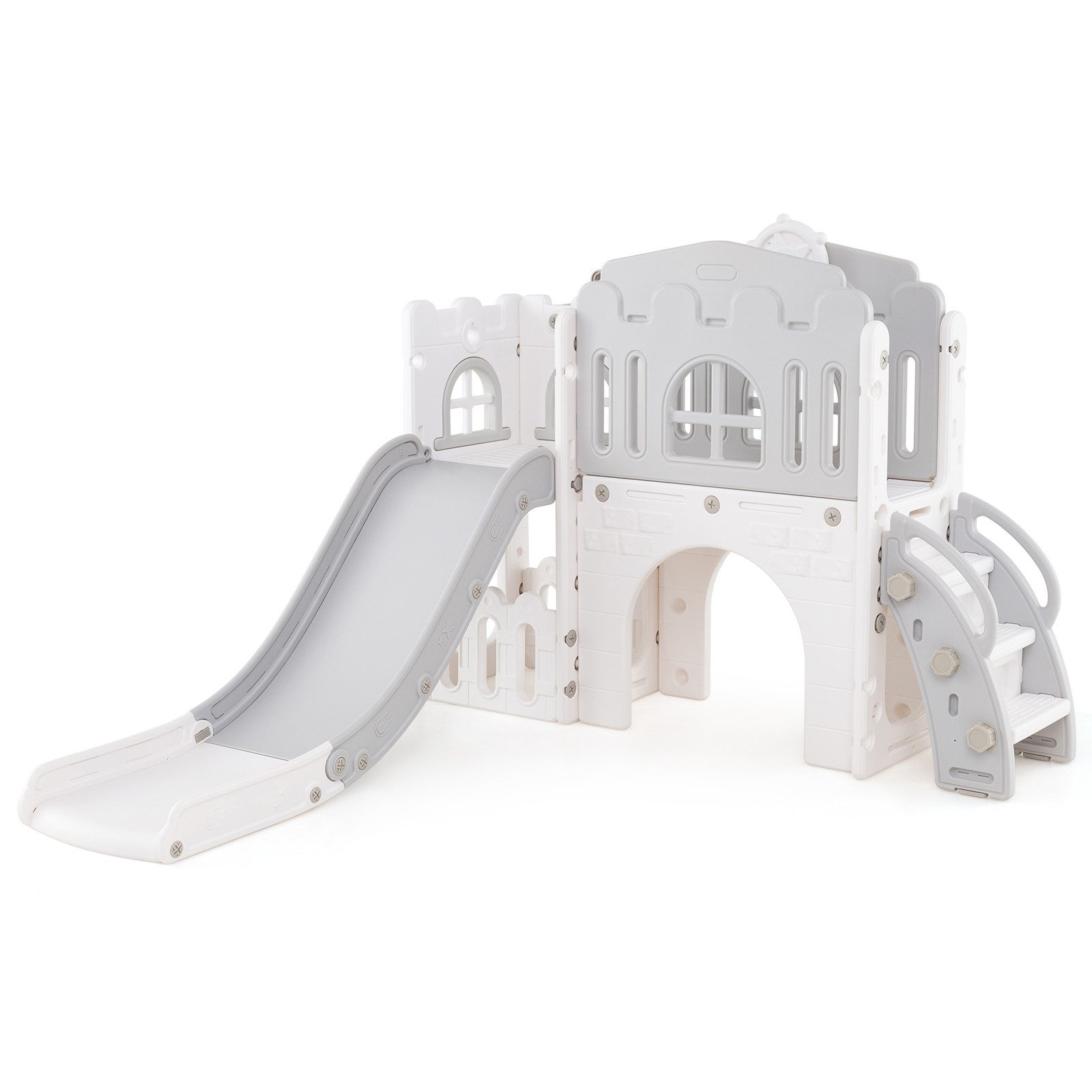 COSTWAY Rutsche, 9 in 1 Kinderrutsche mit Klettergerüst und Tunnel