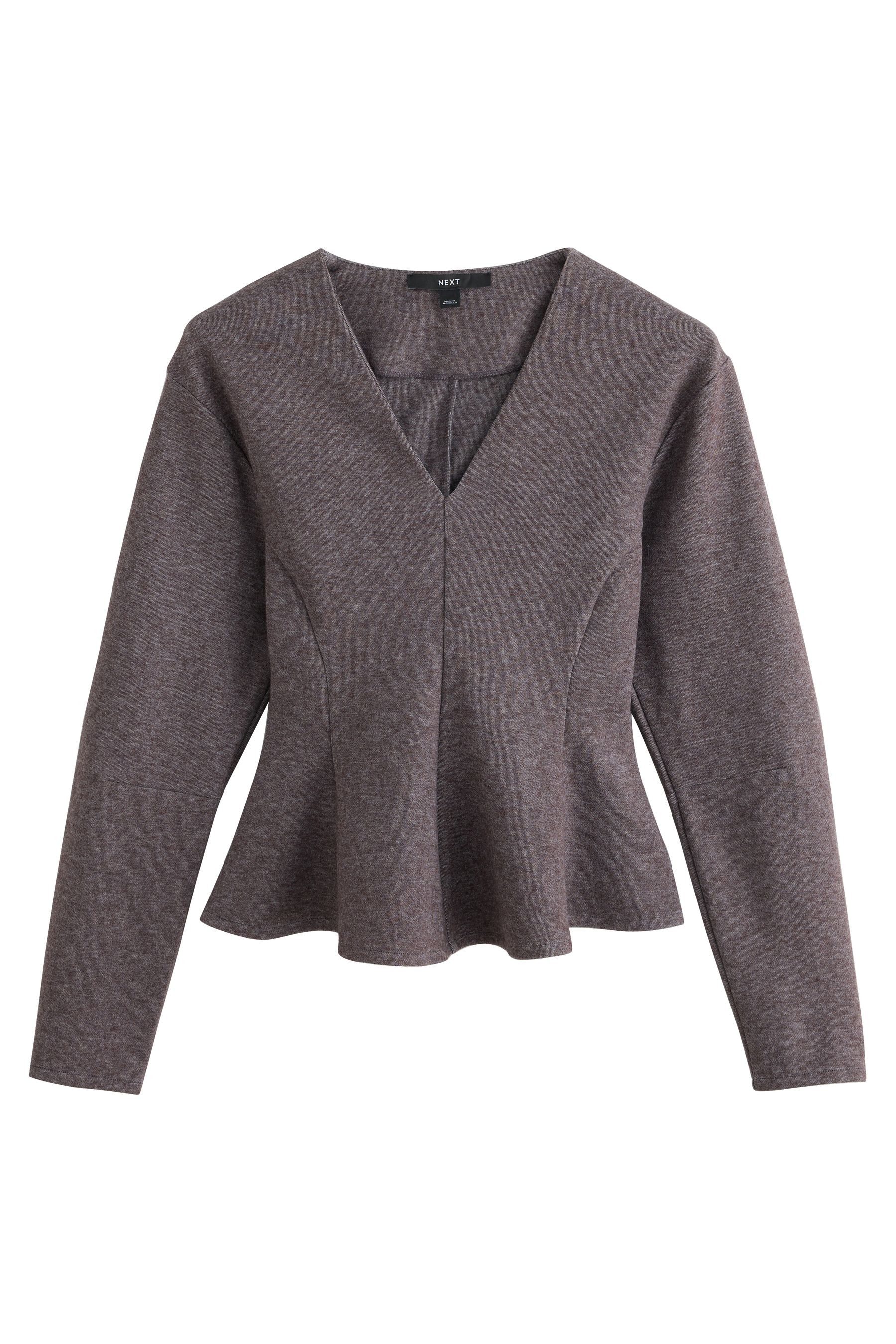 Next Blusenshirt Langärmeliges Oberteil, Strickoptik mit Schößchen (1-tlg)