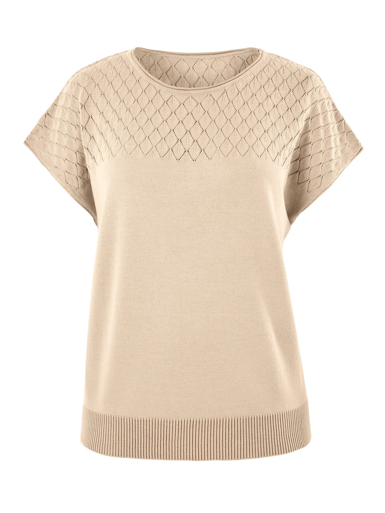 Imily Bela T-Shirt Damen Freizeit Kurzarm Strickshirt (Packung, 1-tlg., 1per-Pack) mit Häkeldetail – Bild 5 von 5