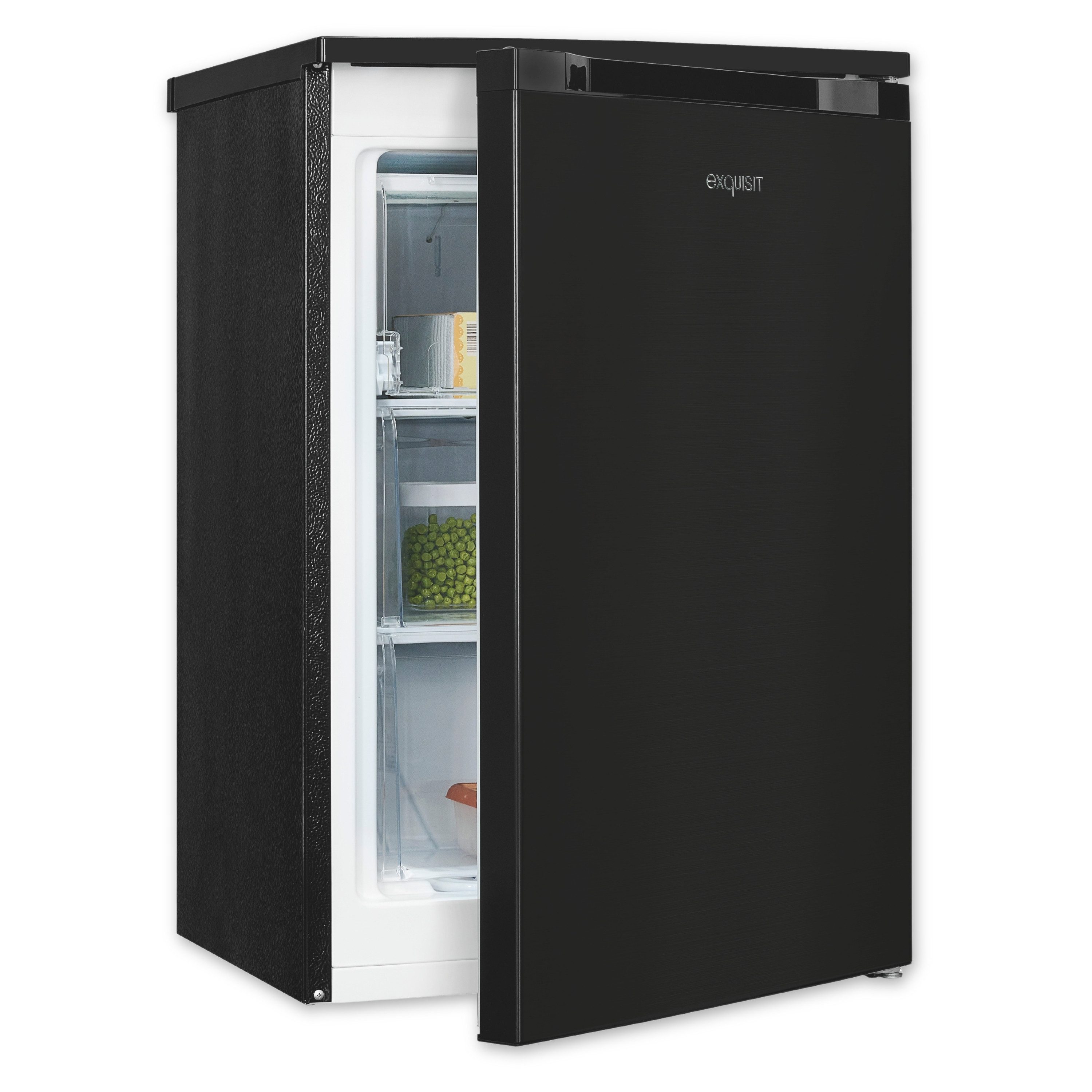 exquisit Gefrierschrank GS581-051C, 845 cm hoch, 549 cm breit, 85 Liter, 4-Sterne-Gefrieren, 39 dB, Türanschlag wechselbar, EEK: C