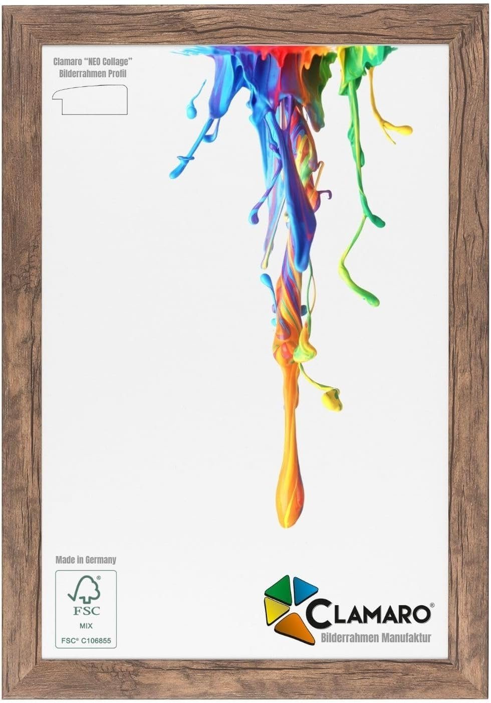Clamaro Bilderrahmen, Bilderrahmen Eiche Dunkelbraun Neo Collage nach Maß modern Holz