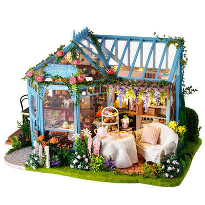 Cute Room 3D-Puzzle 3D-Puzzle DIY Miniaturhaus Puppenhaus Rosengarten, Puzzleteile, DIY Miniatur Maßstab 1:24, Modellbausatz mit Möbeln zum basteln