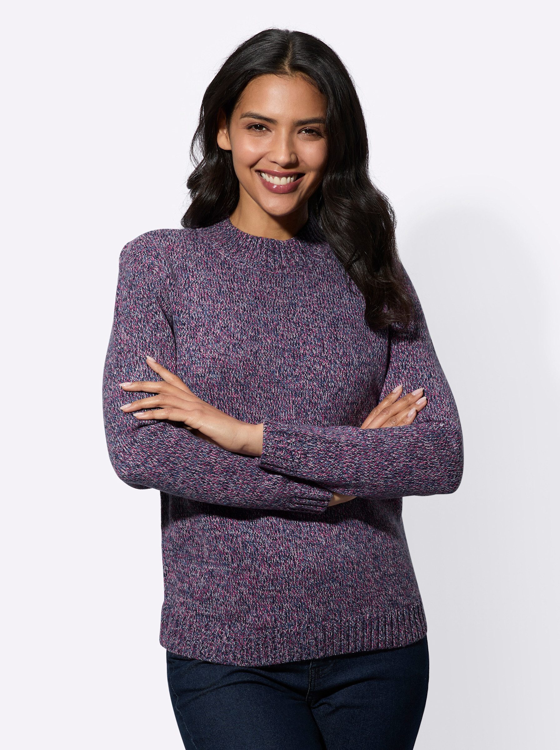 Sieh an! Strickpullover Stehkragen-Pullover Langarm Jersey