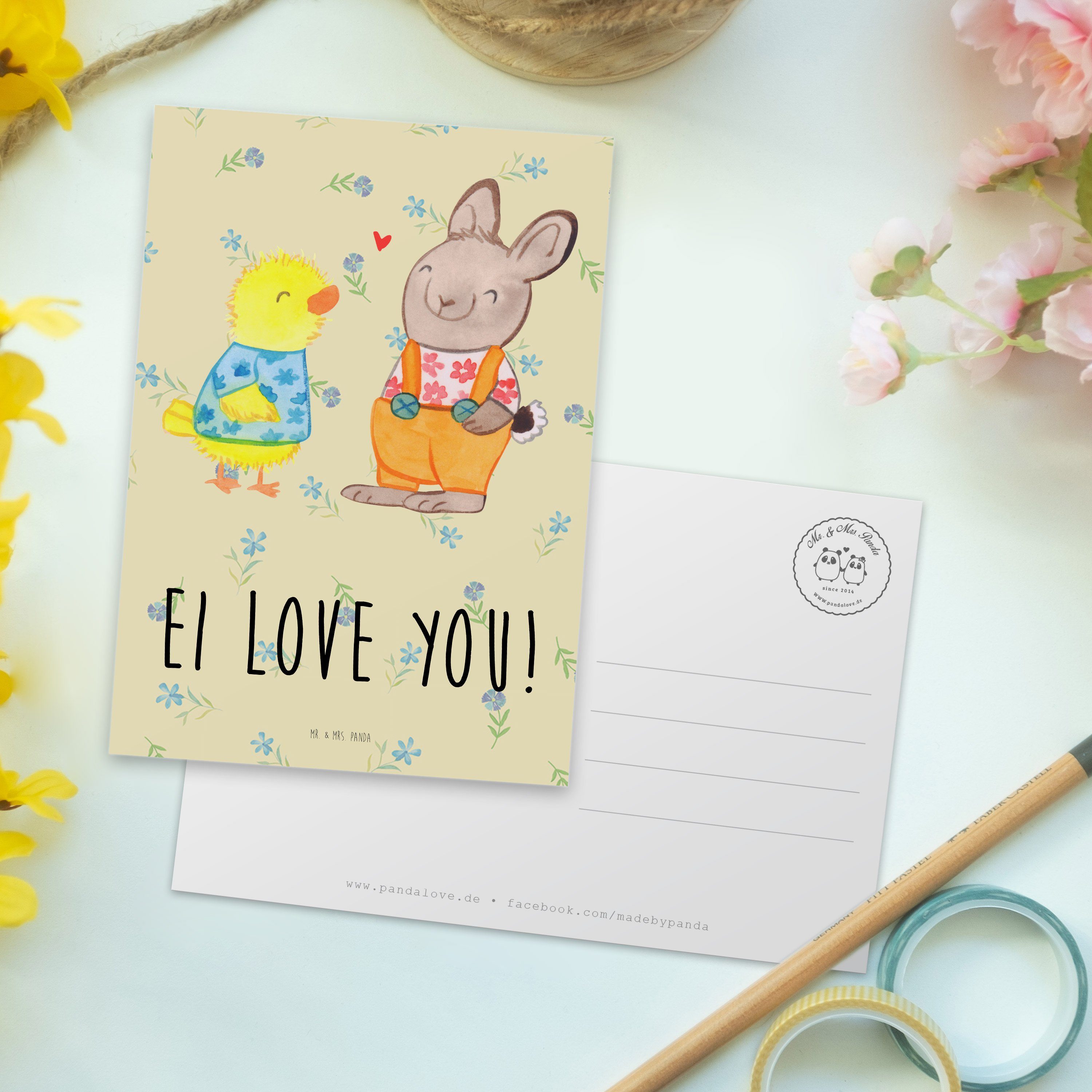 Mr. & Mrs. Geschenkkarte, Blumig Karte, Postkarte Panda Liebe Geschenk, - - Ostern Freundschaft